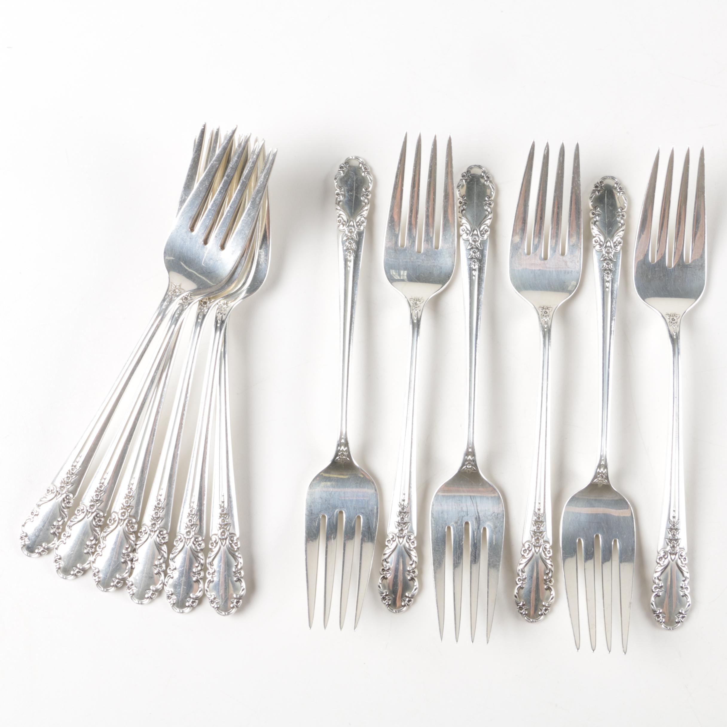 Vintage Rogers "Bridal Veil" Sterling Silver Flatware Set for Twelve