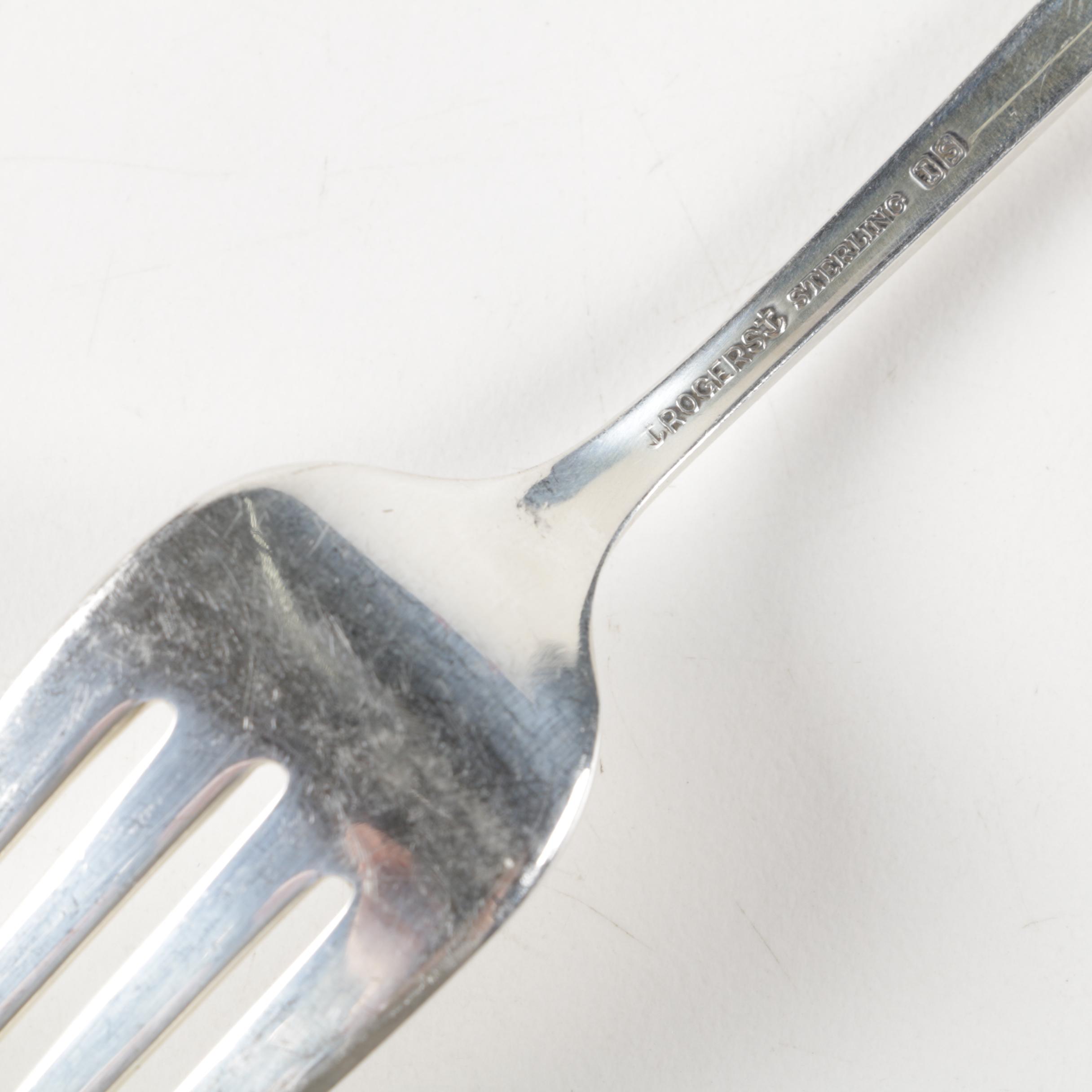 Vintage Rogers "Bridal Veil" Sterling Silver Flatware Set for Twelve