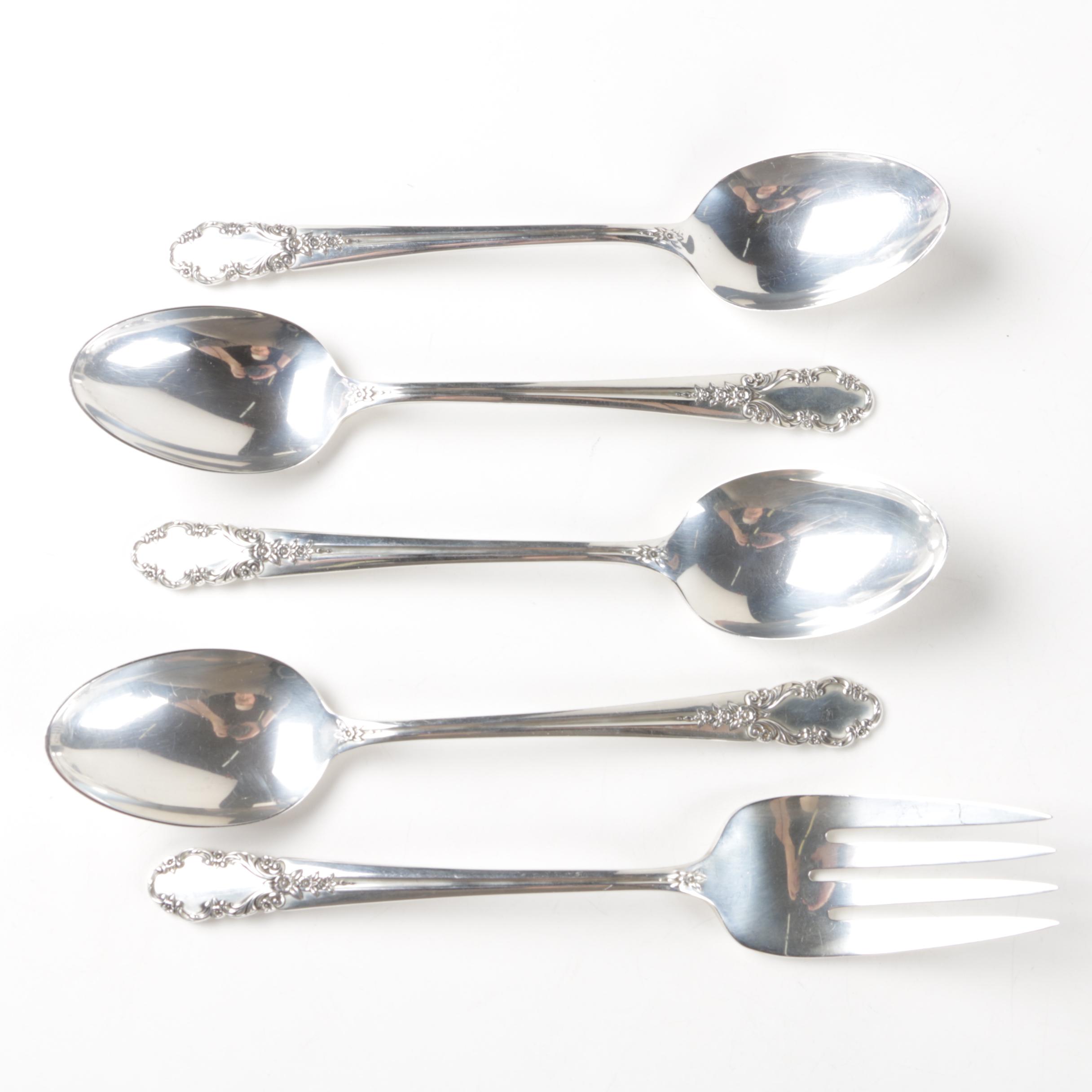 Vintage Rogers "Bridal Veil" Sterling Silver Flatware Set for Twelve