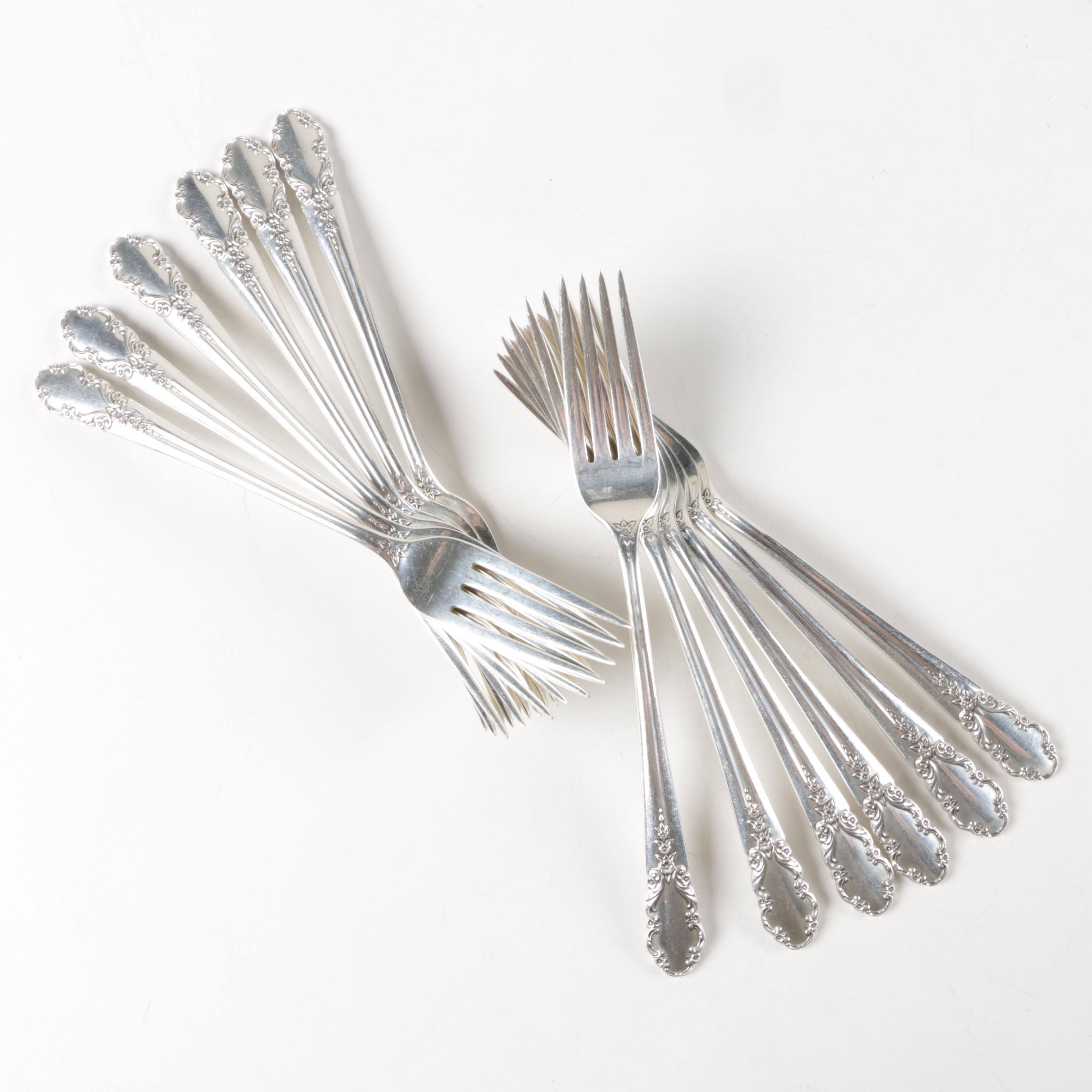 Vintage Rogers "Bridal Veil" Sterling Silver Flatware Set for Twelve