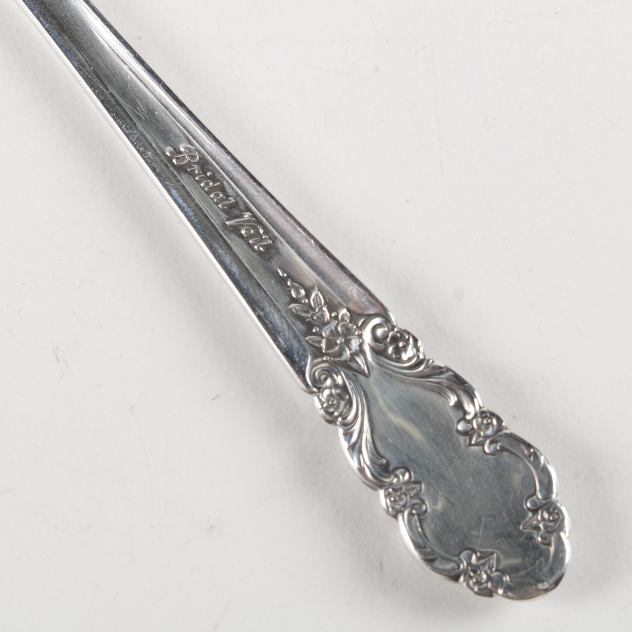 Vintage Rogers "Bridal Veil" Sterling Silver Flatware Set for Twelve