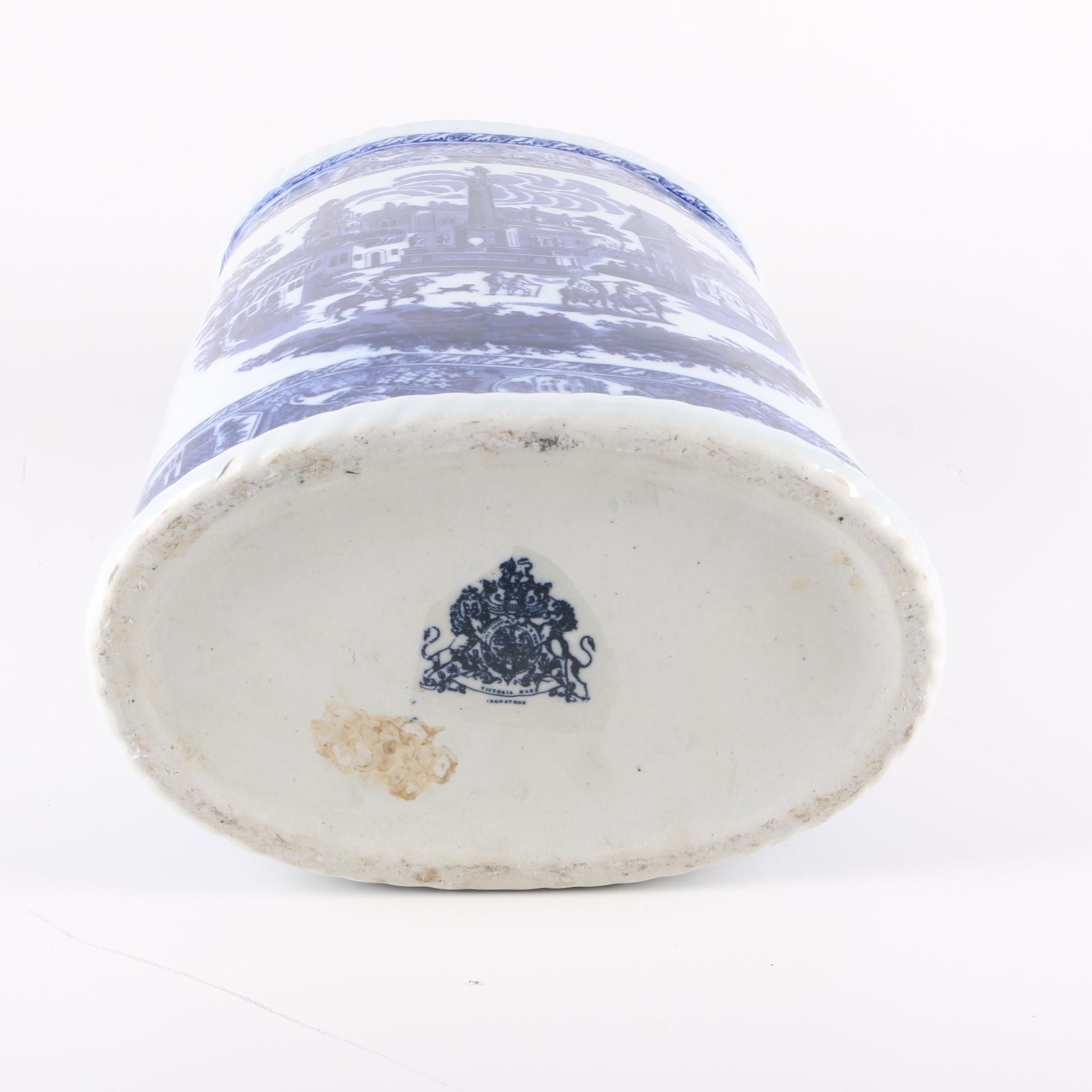 Victoria Ware Ironstone Blue and White Umbrella Stand