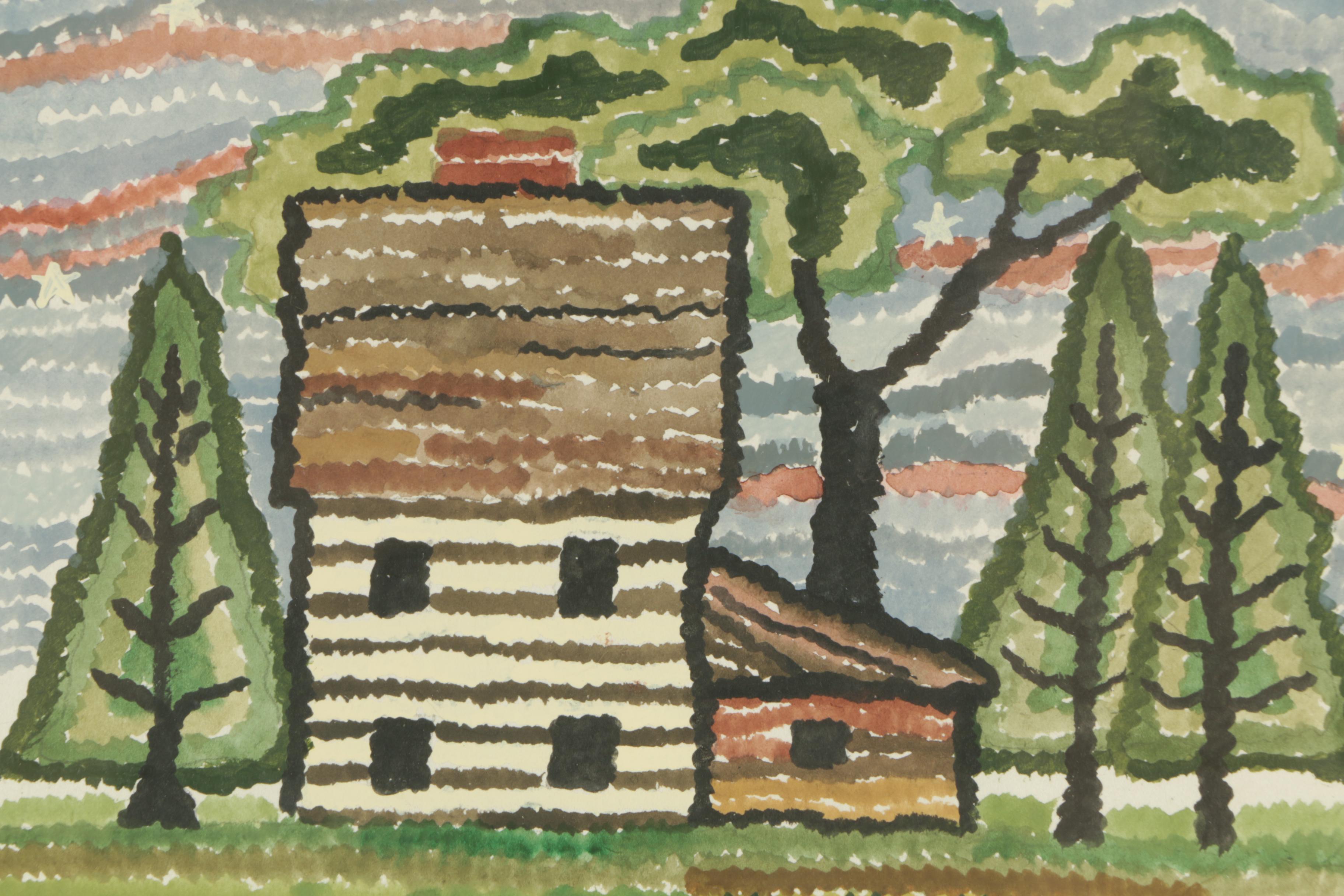 Linda Beazley Watercolor on Paper "Everyone Gets a Wishing Star"