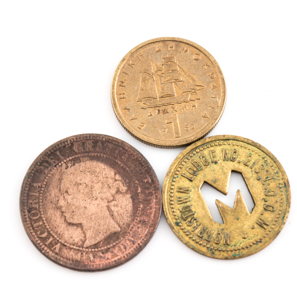 Group of Foreign Coins and Currency