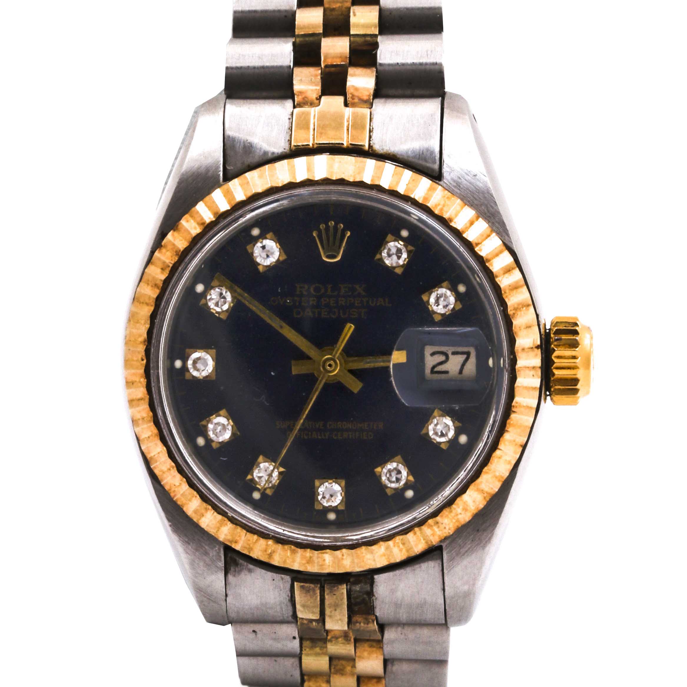Rolex Oyster Perpetual Datejust 14K and Stainless Steel Diamond Watch