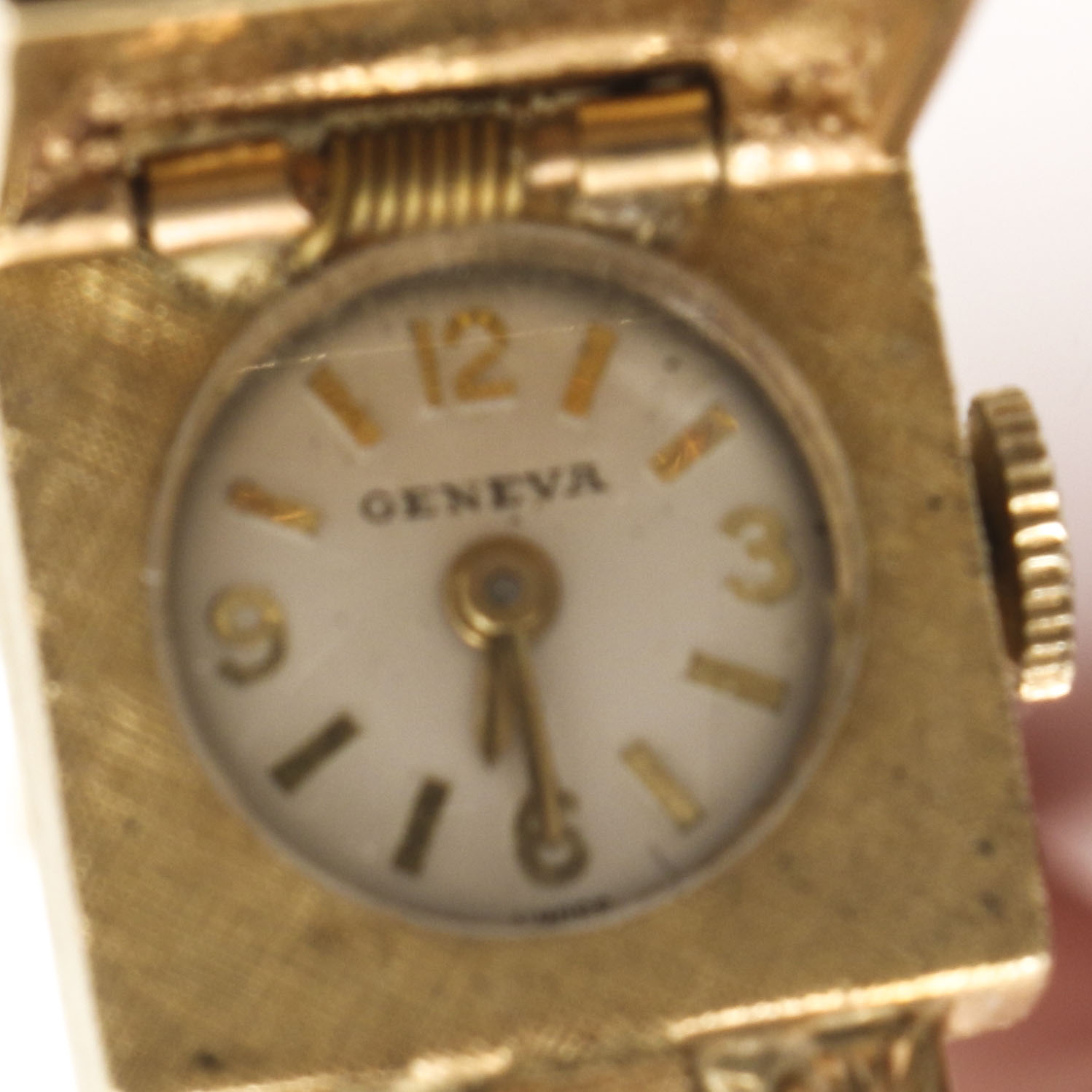 Geneva 14K Yellow Gold Watch With Hinged Cover and Tassle Accent