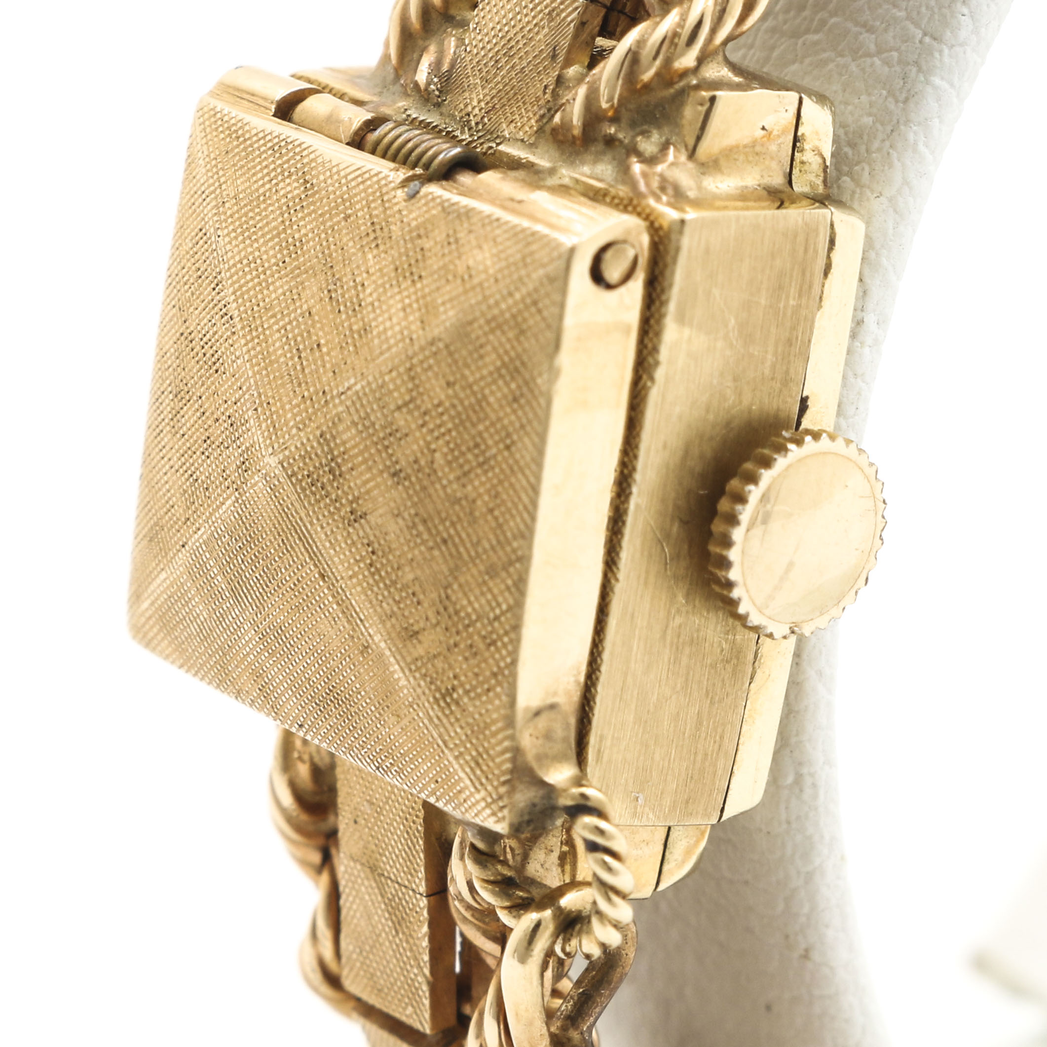 Geneva 14K Yellow Gold Watch With Hinged Cover and Tassle Accent