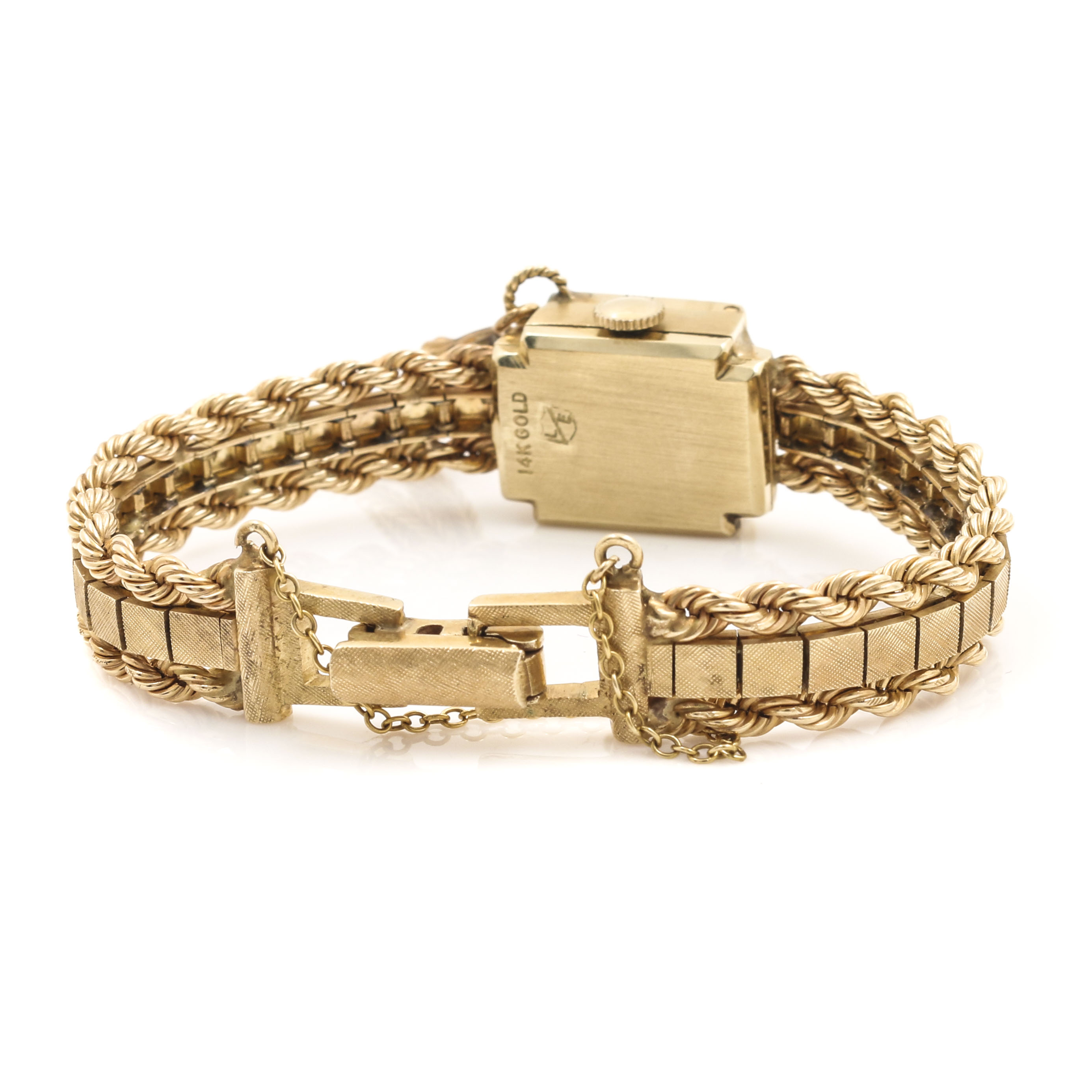 Geneva 14K Yellow Gold Watch With Hinged Cover and Tassle Accent