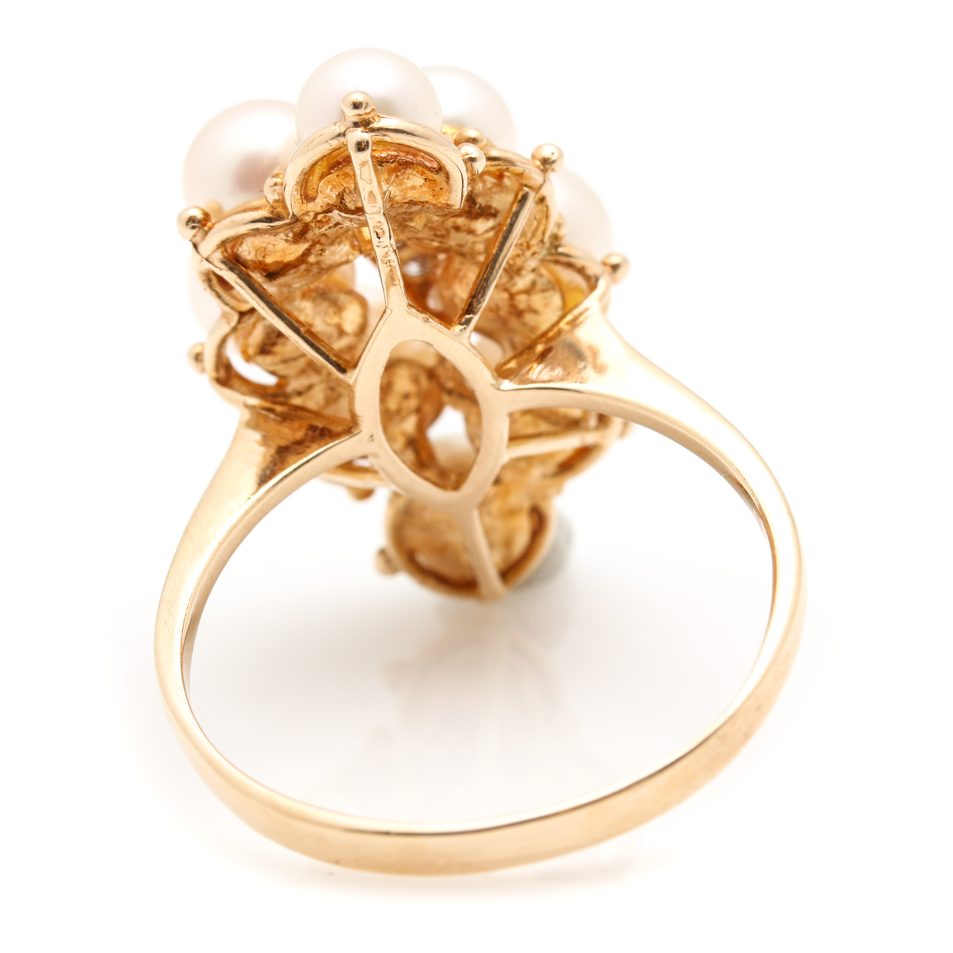 14K Yellow Gold Pearl and Diamond Ring
