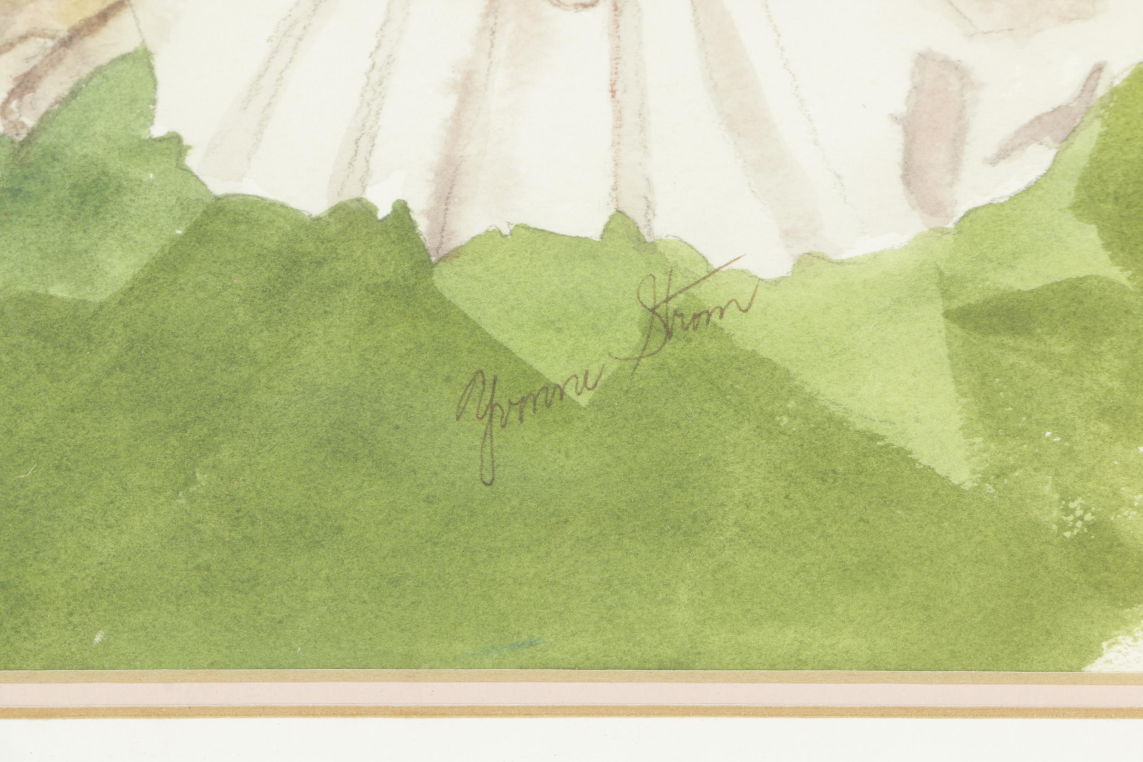 Yvonne Strom Watercolor Painting of White Poppies