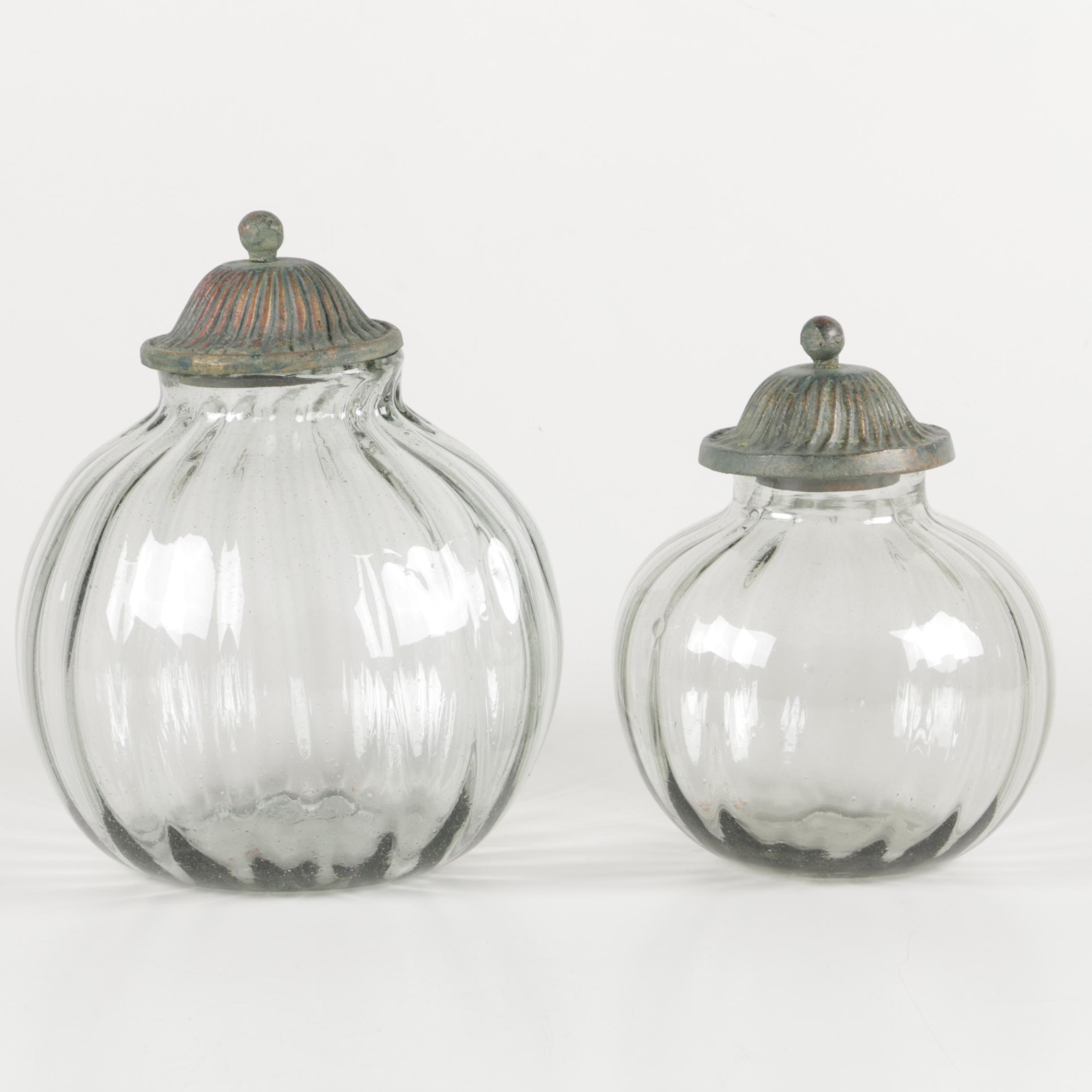Decorative Glass Jars with Metal Lids