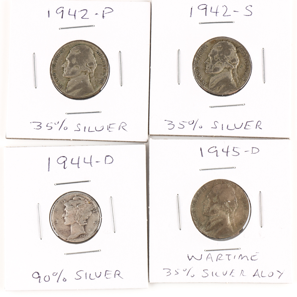 Select Assortment of Mercury Dimes and Silver Wartime Nickels
