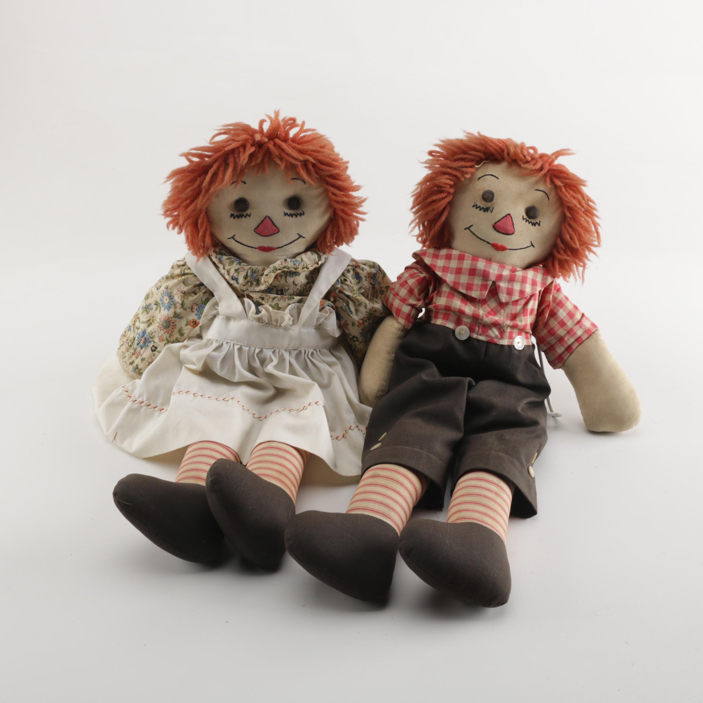 Vintage "Raggedy Ann" and "Andy" Cloth Dolls