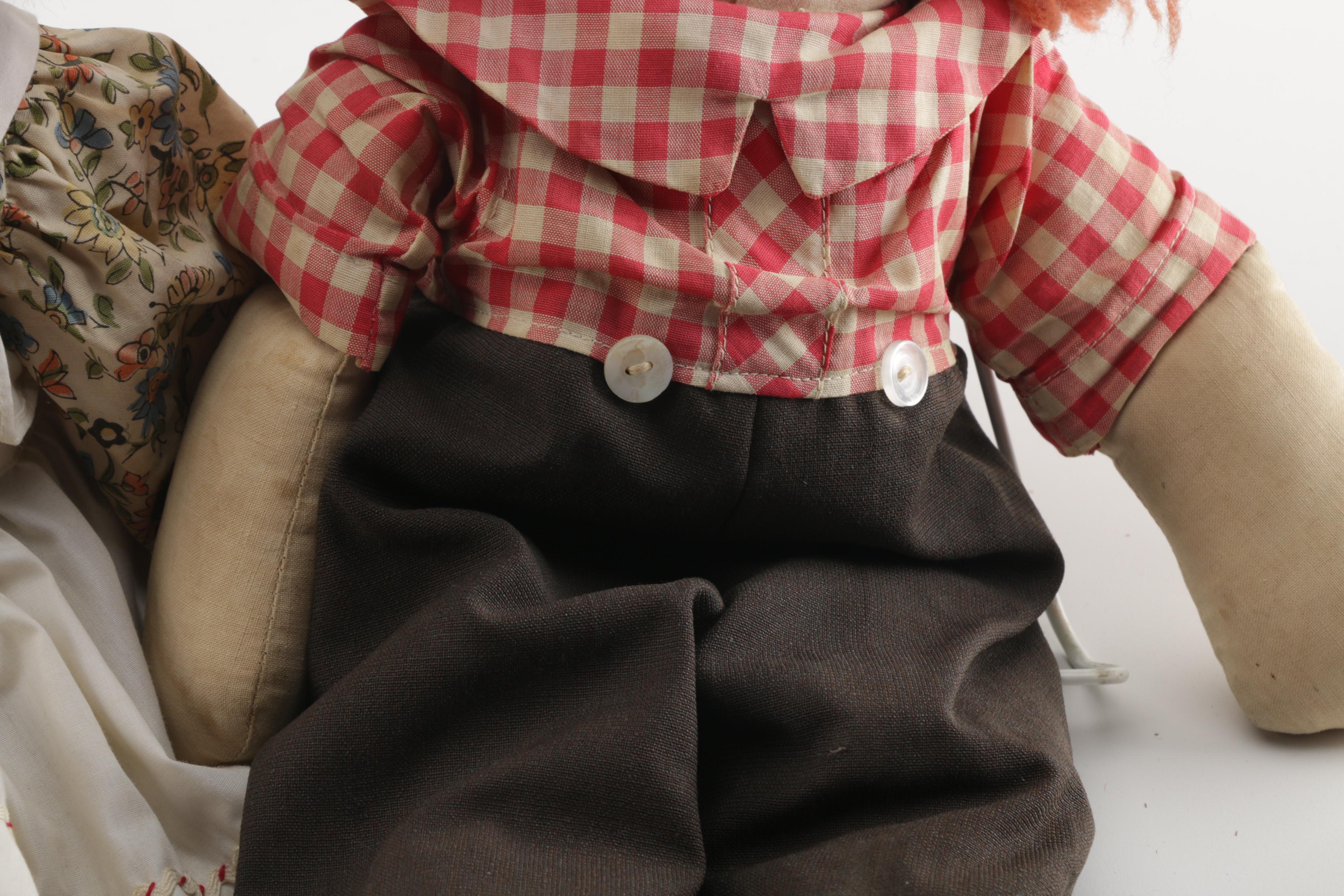 Vintage "Raggedy Ann" and "Andy" Cloth Dolls