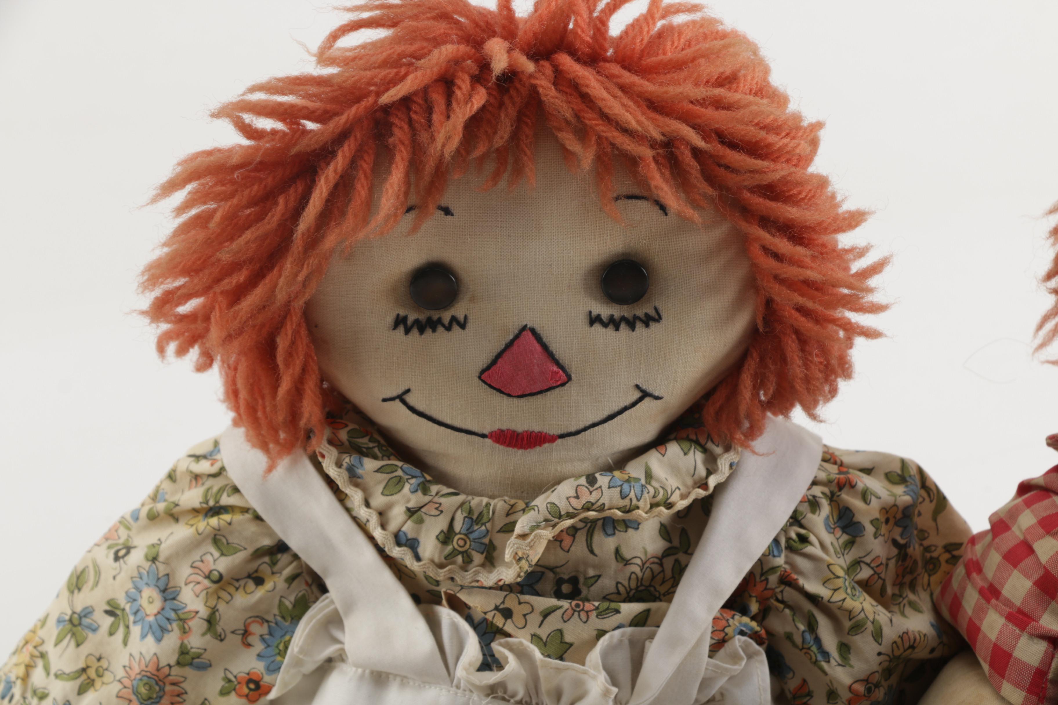 Vintage "Raggedy Ann" and "Andy" Cloth Dolls