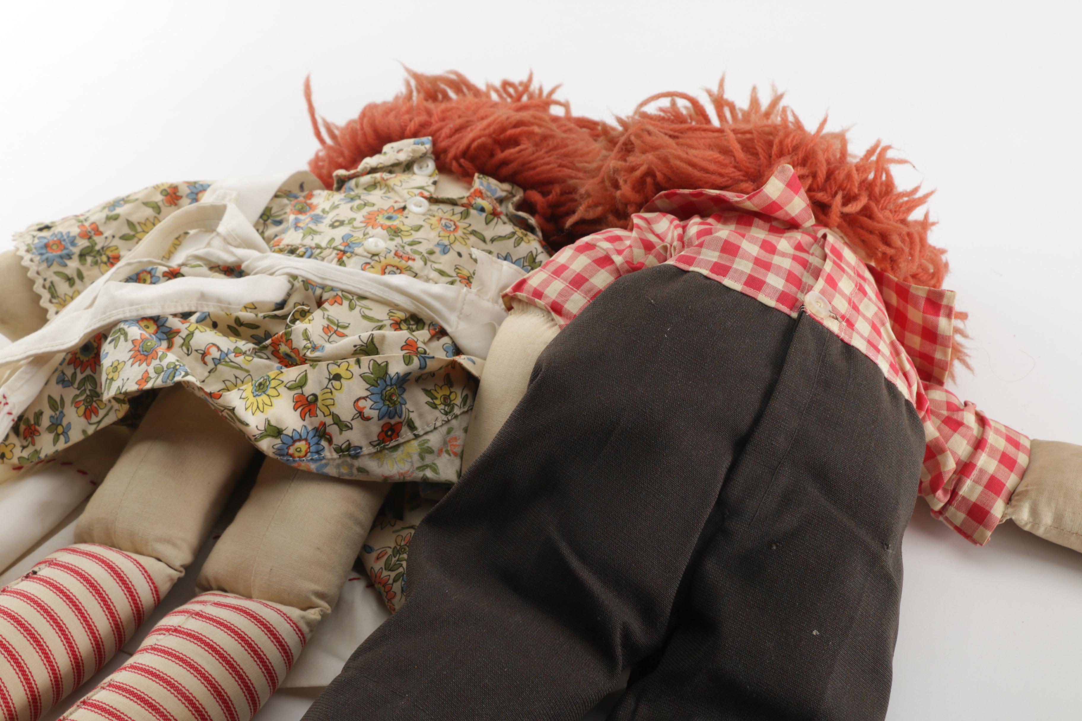 Vintage "Raggedy Ann" and "Andy" Cloth Dolls