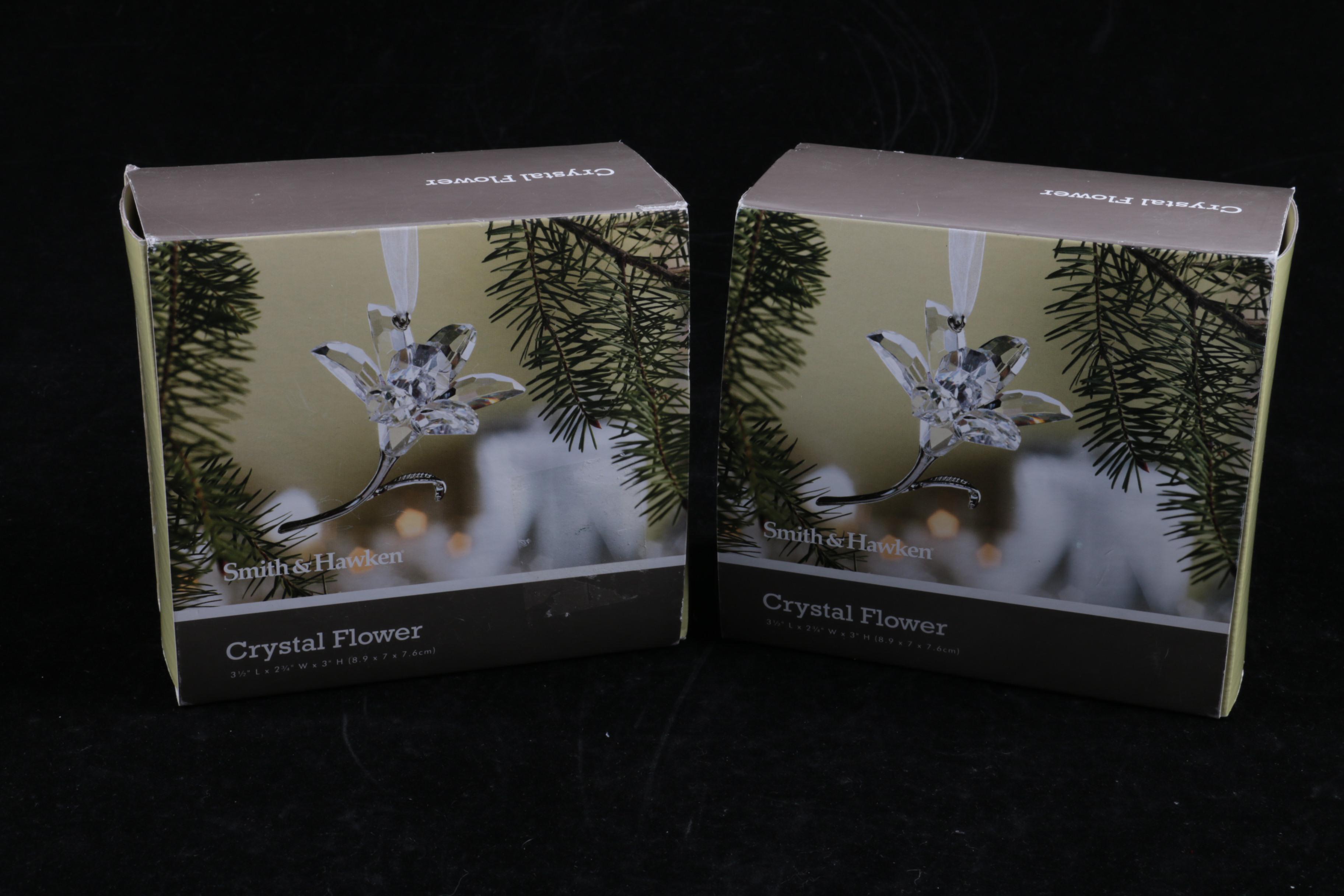 Smith & Hawken Crystal Flower Ornaments