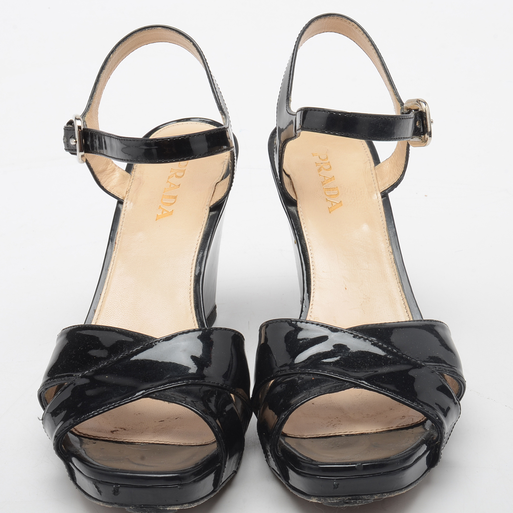 Prada Calzature Donna Patent Wedges