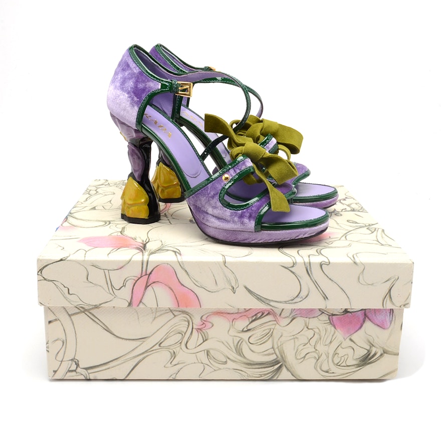 Prada 2007 Fairy Collection Velvet Sculptural Heels