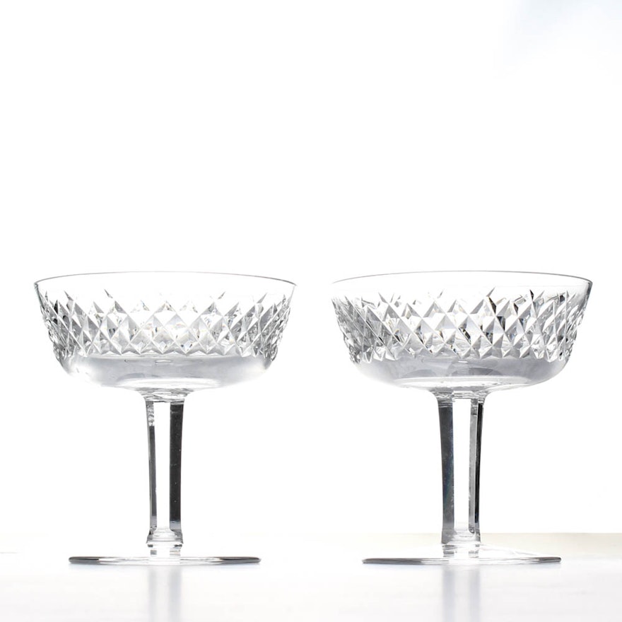 Two Waterford Crystal "Alana" Champagne Coupes