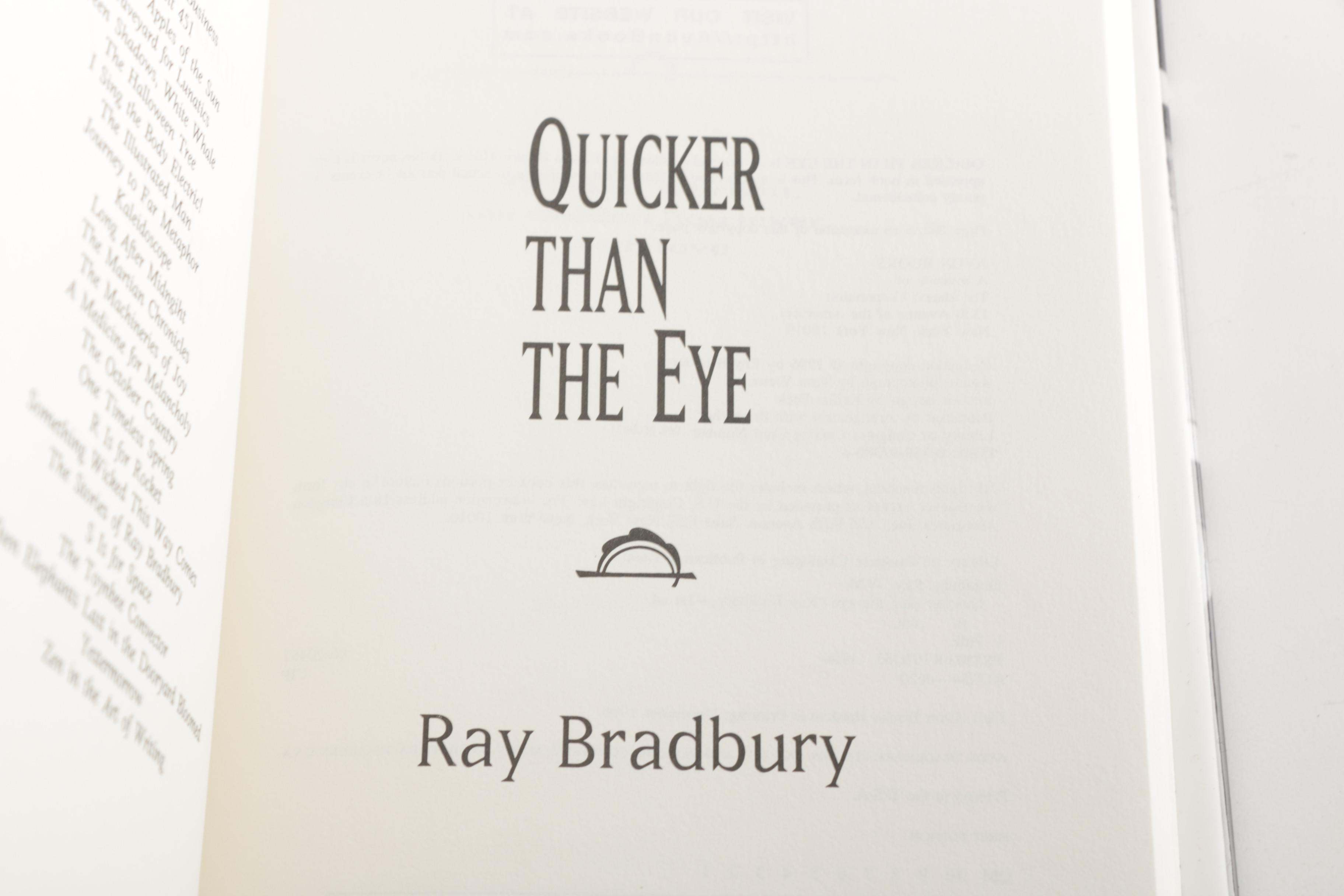Signed "Quicker than the Eye" Ray Bradbury Book