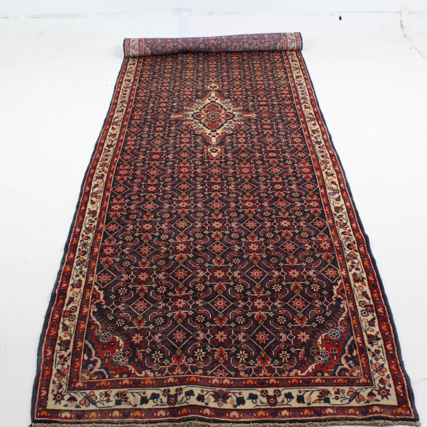 Vintage Hand Knotted Persian Malayer Sarouk Runner