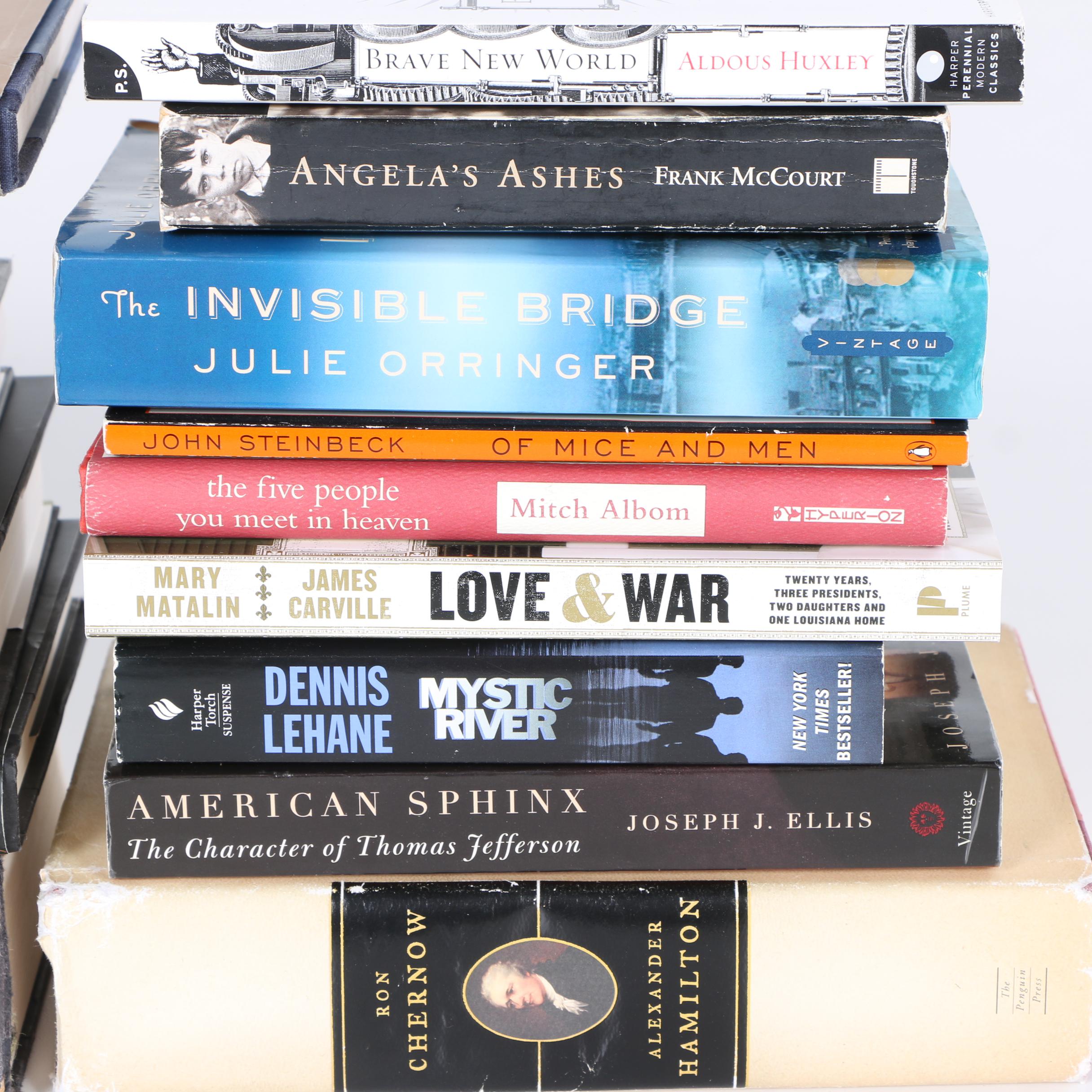 Assorted Books featuring "Brave New World" and "American Sphinx"