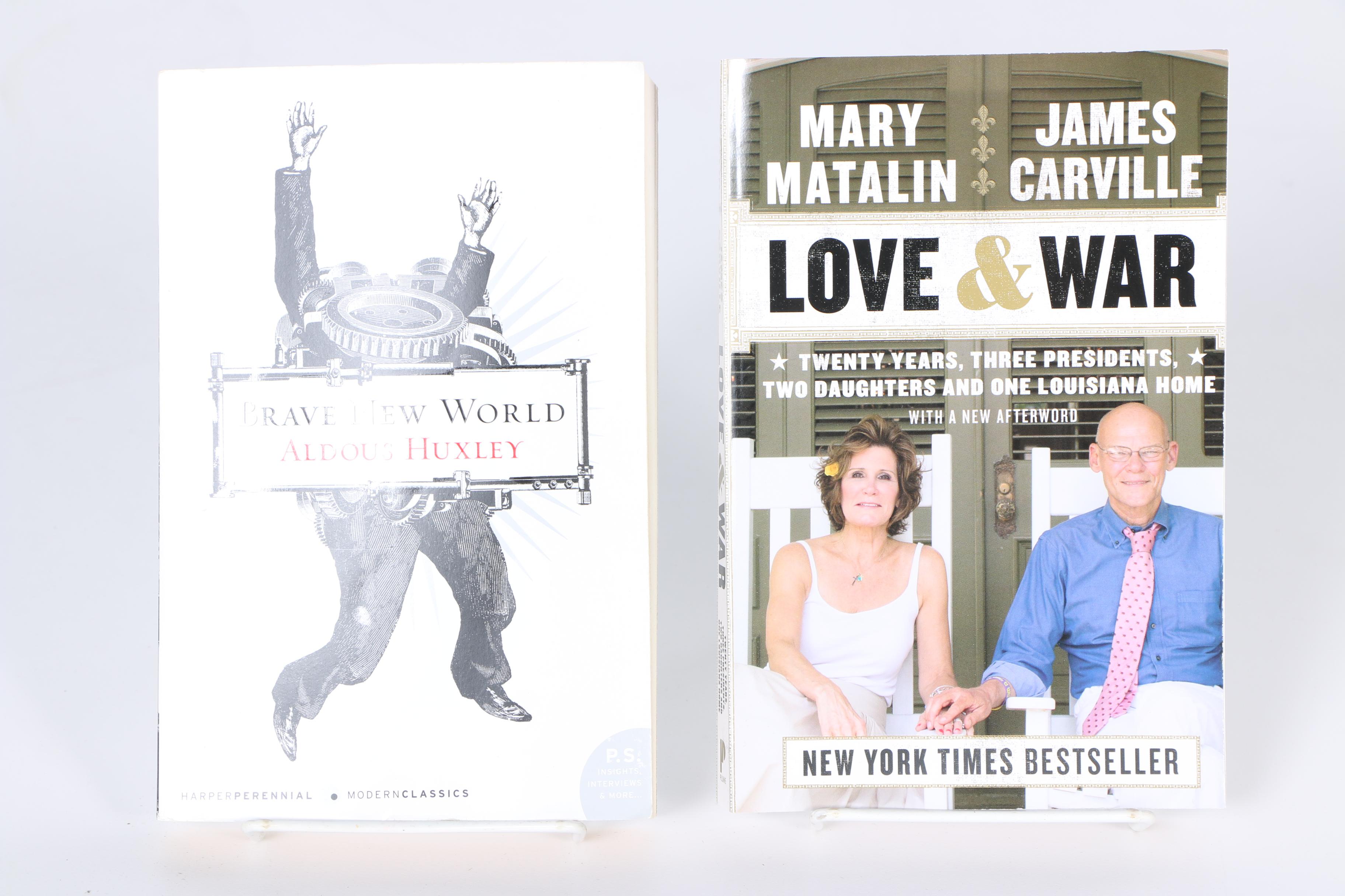 Assorted Books featuring "Brave New World" and "American Sphinx"