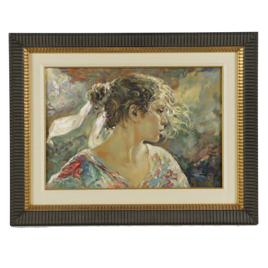 Jose Royo Limited Edition Embellished Serigraph on Board "Nostalgia"