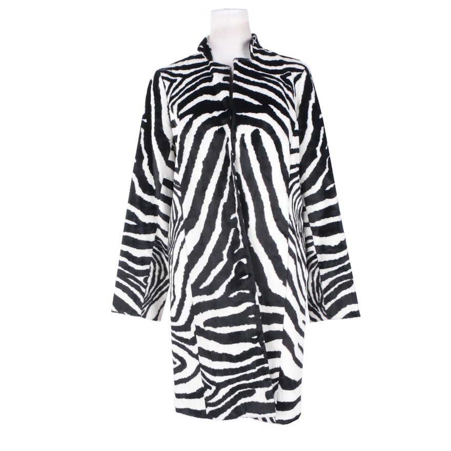 Women's W by Worth Zebra Print Cotton Blend Coat