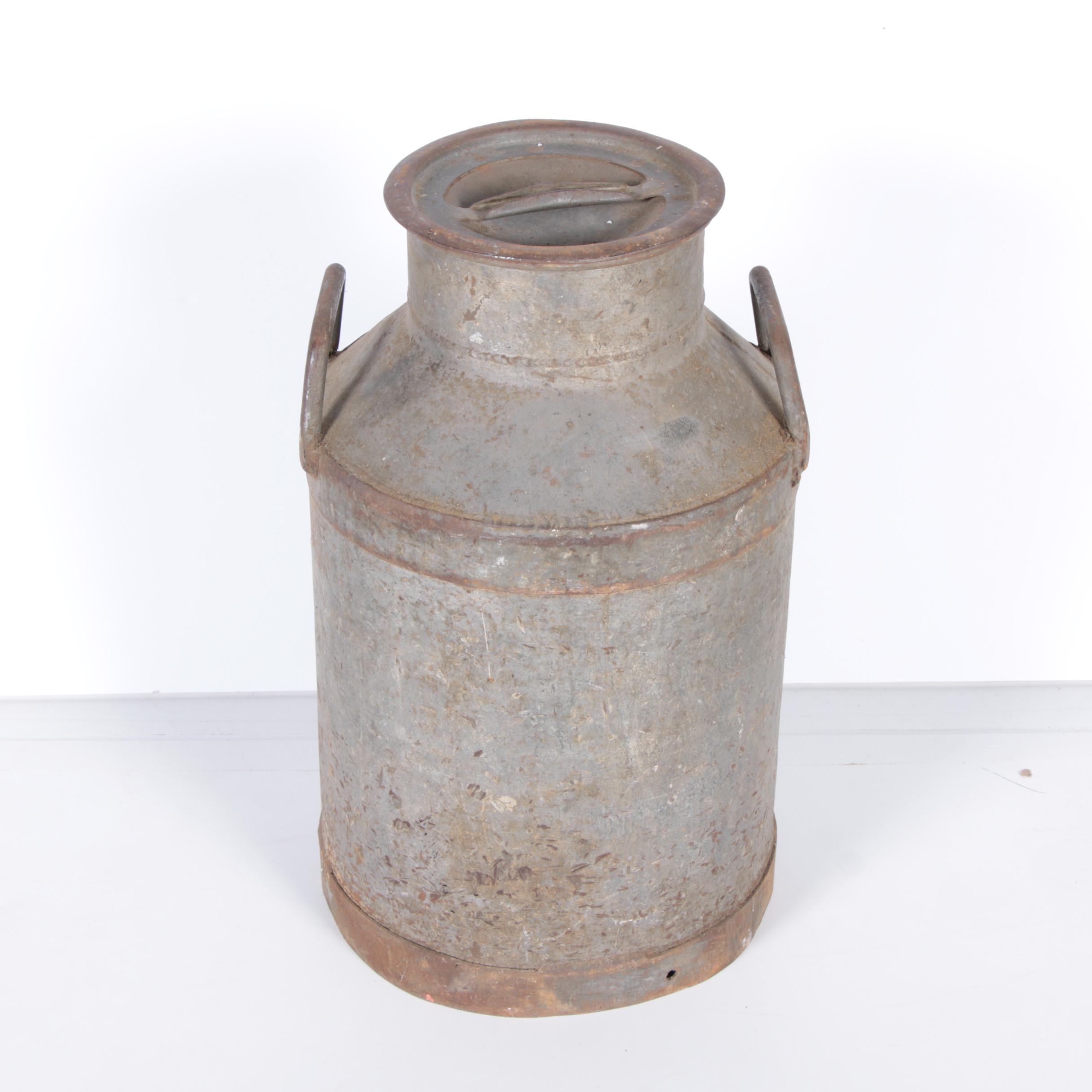 Large Vintage Metal Milk Jug