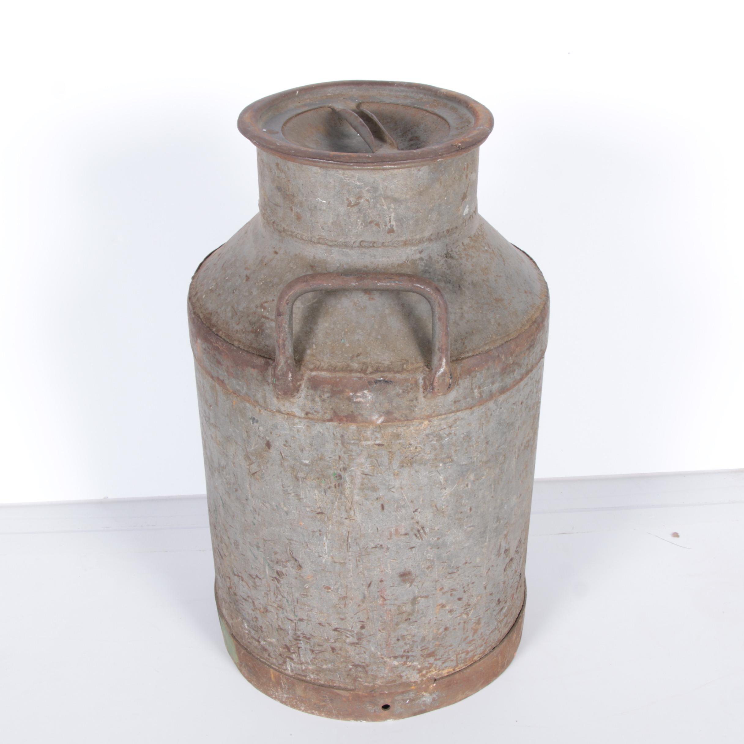 Large Vintage Metal Milk Jug