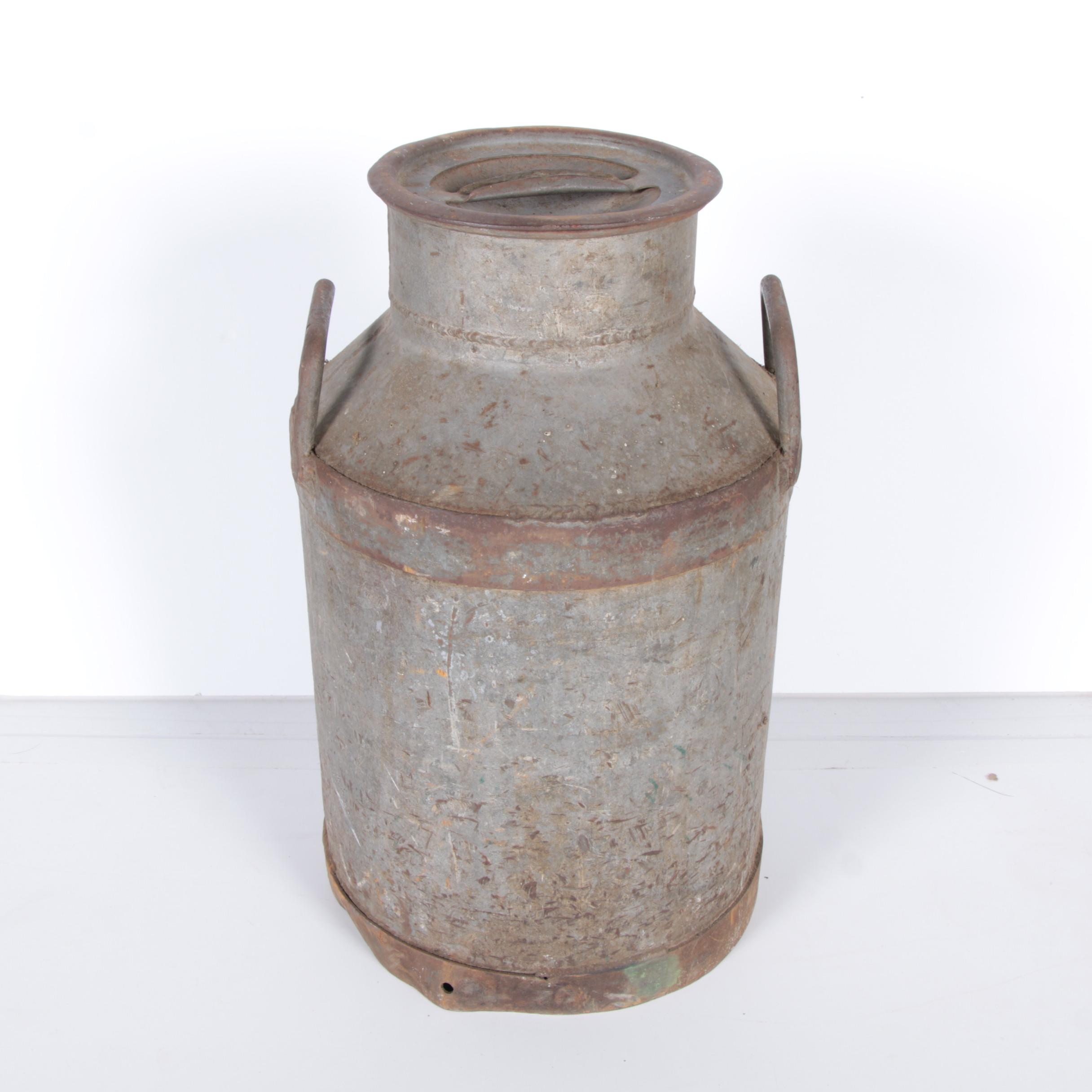 Large Vintage Metal Milk Jug