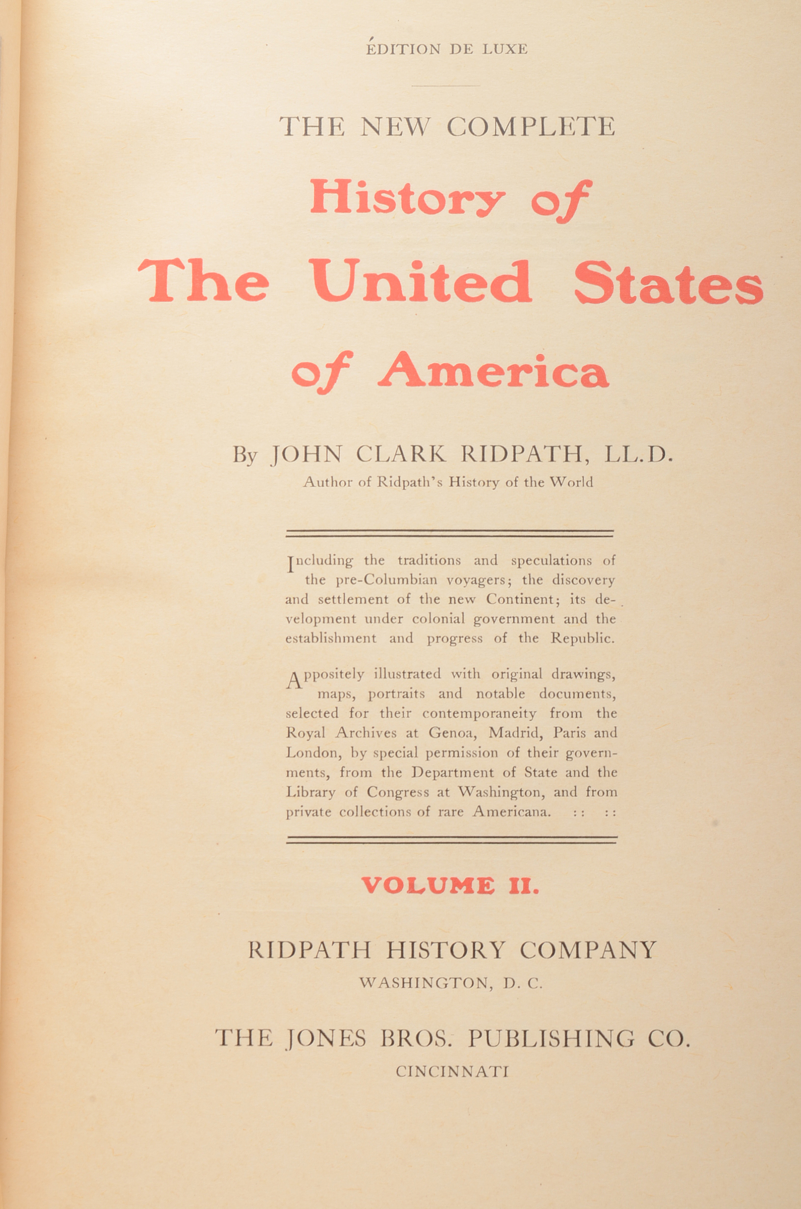 1904 Ridpath's "History of the United States" Three Hardcover Volumes