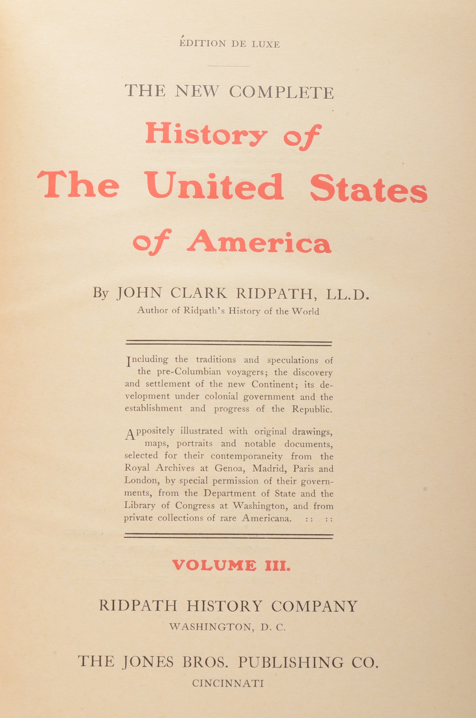 1904 Ridpath's "History of the United States" Three Hardcover Volumes