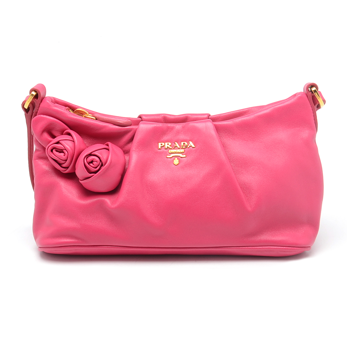 Prada Pink Leather Baguette Handbag