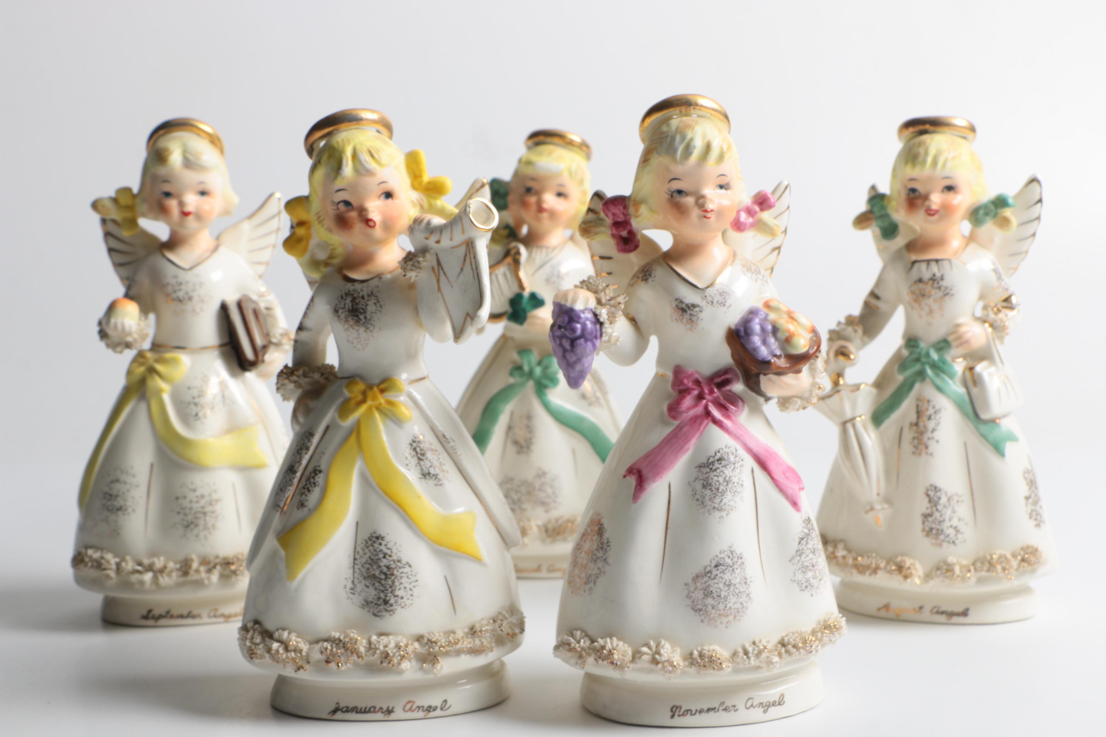 Vintage Ceramic Angel for the Month Figurines