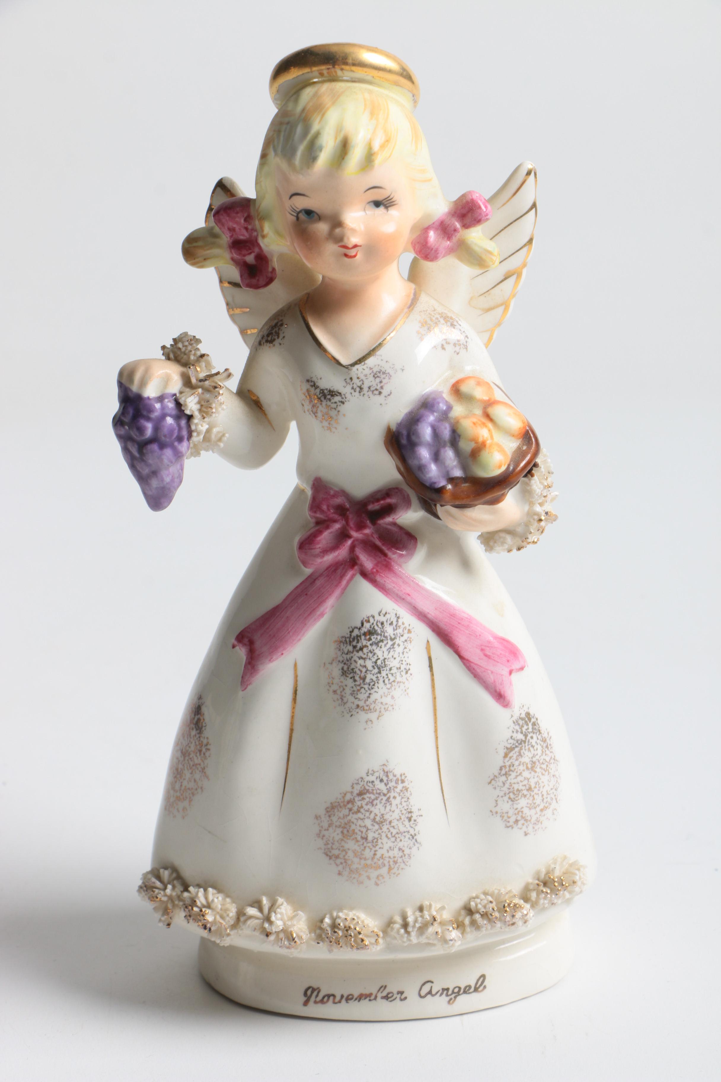 Vintage Ceramic Angel for the Month Figurines