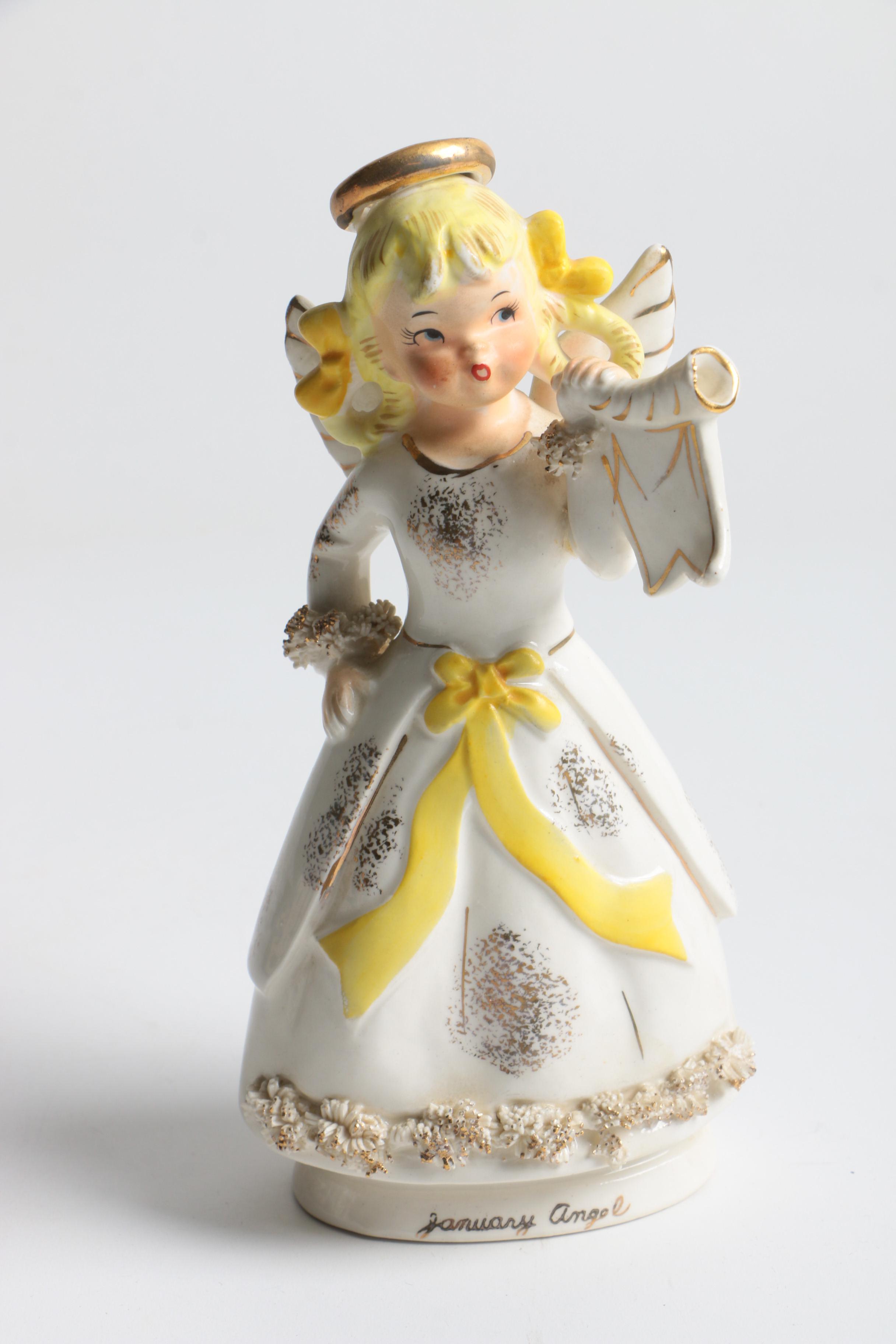Vintage Ceramic Angel for the Month Figurines