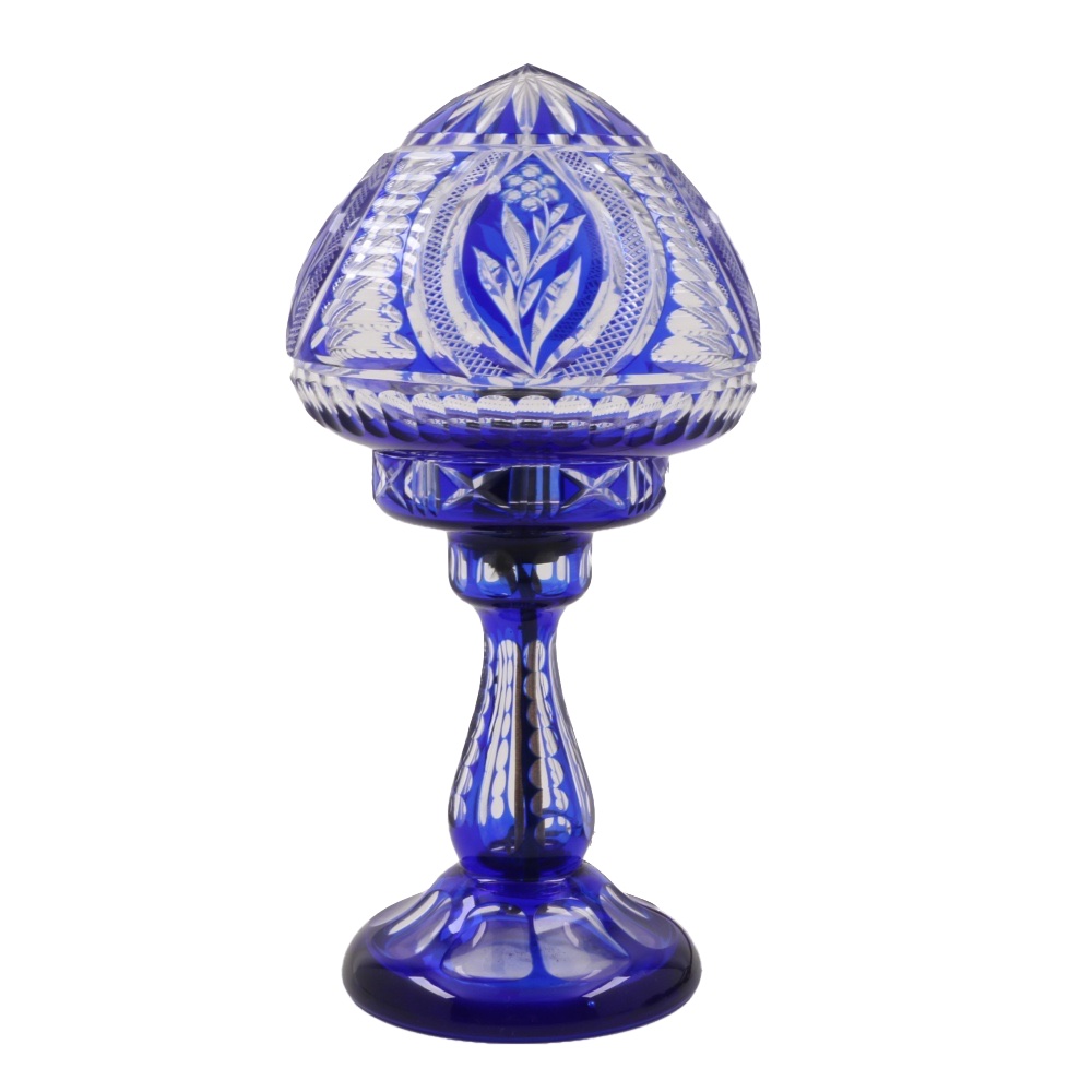 Vintage Cobalt Blue Bohemian Glass Lamp