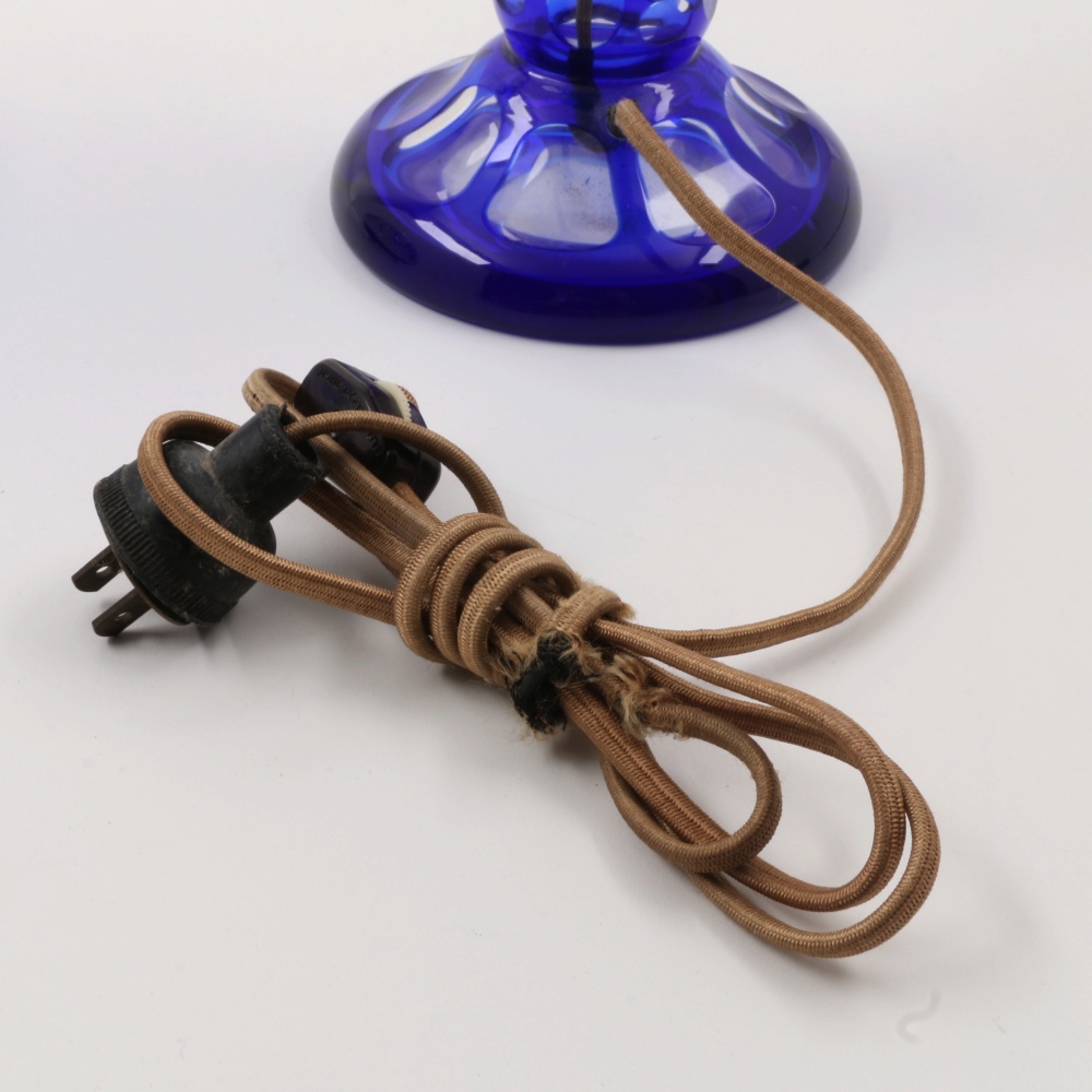 Vintage Cobalt Blue Bohemian Glass Lamp