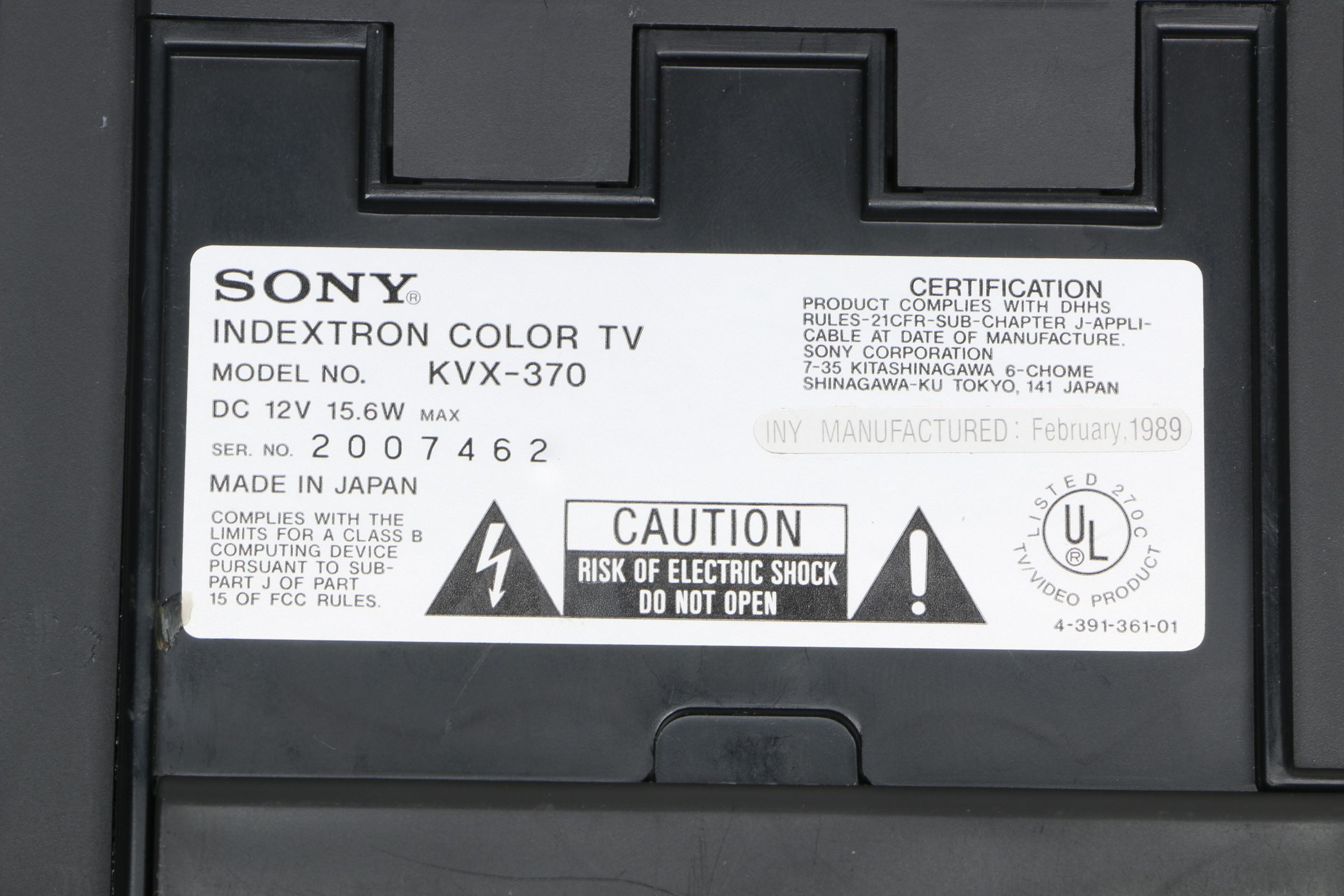 Vintage Sony Indextron KVX-370 Portable Color TV