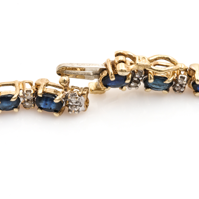 10K Yellow Gold Sapphire and Diamond Tennis Bracelet
