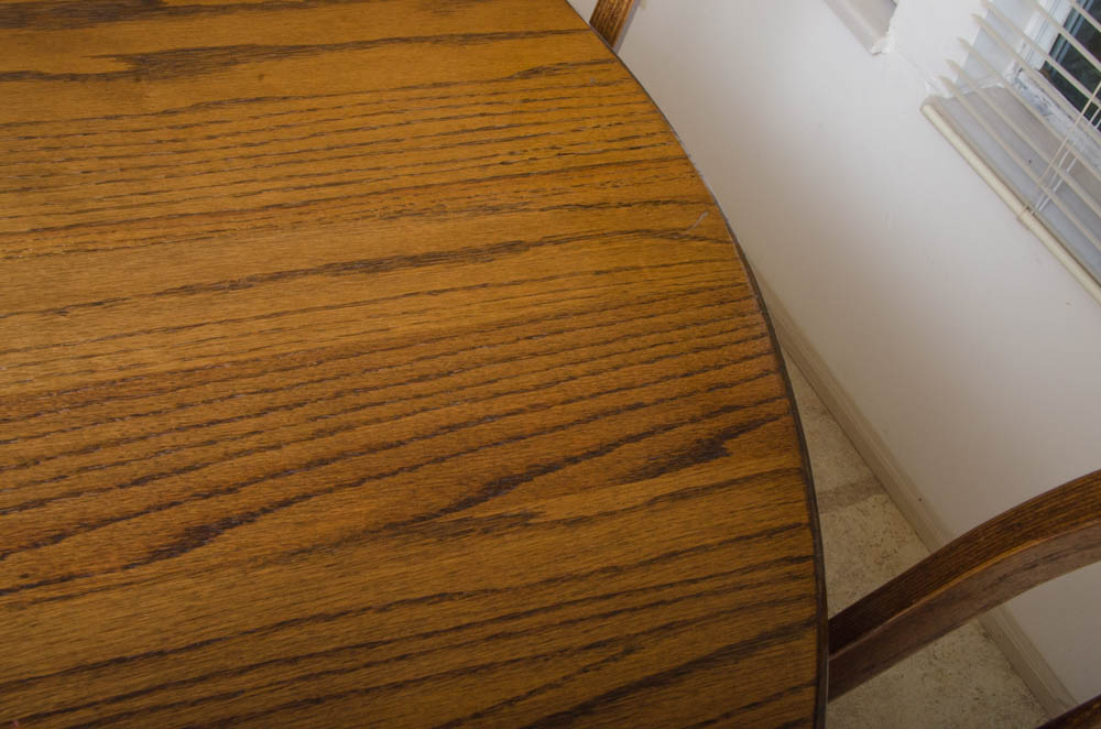 Oak Pedestal Table with Windsor Style Chairs
