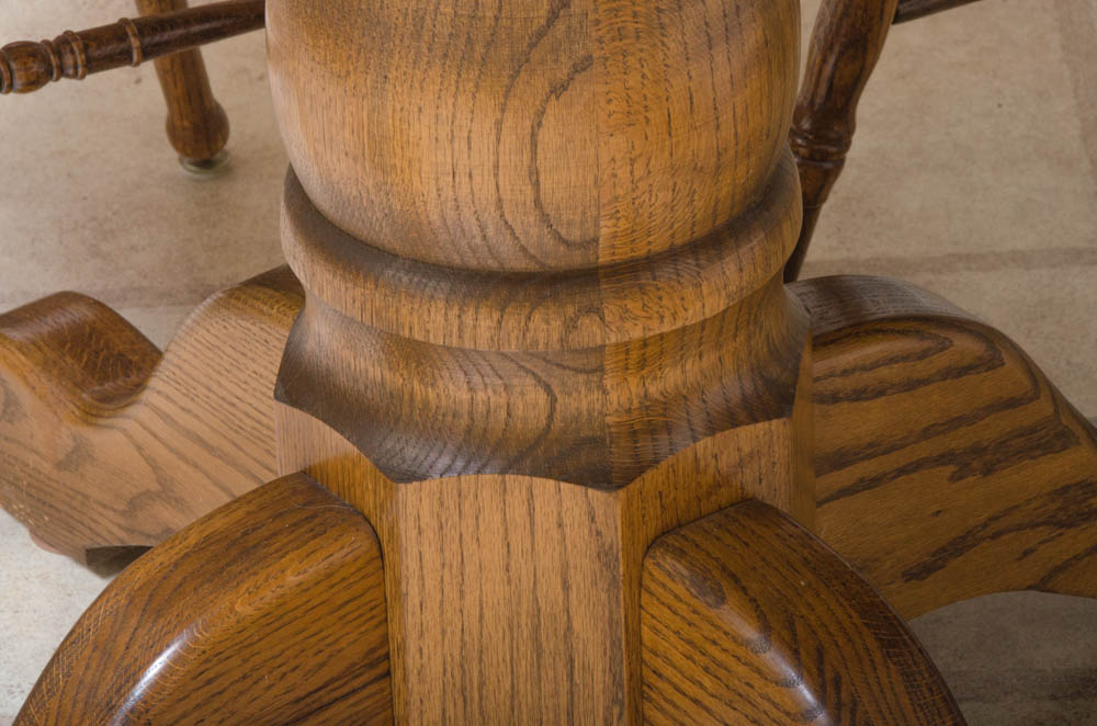Oak Pedestal Table with Windsor Style Chairs