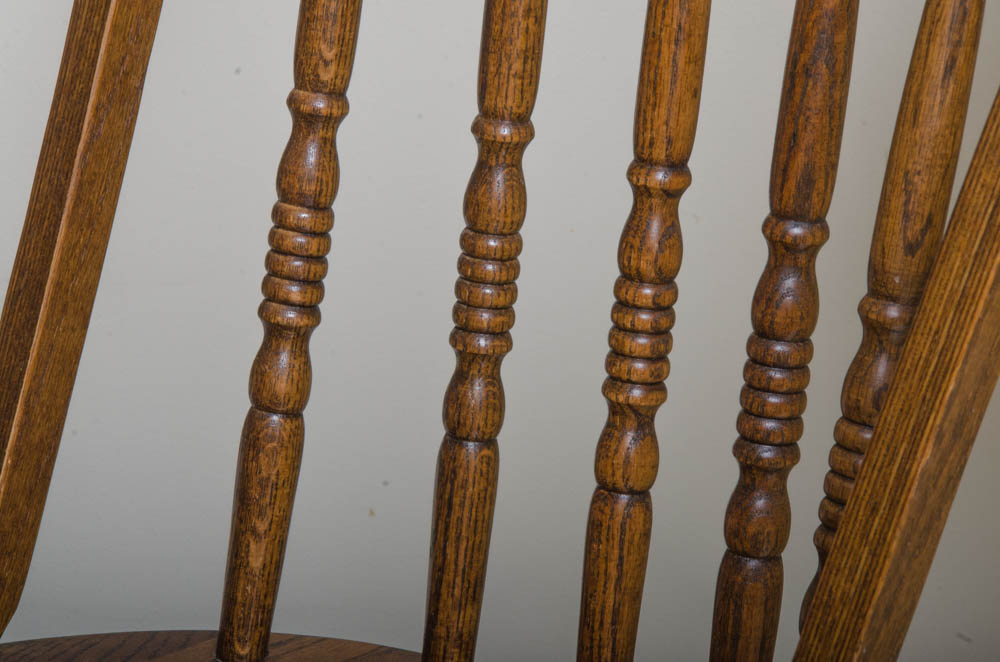 Oak Pedestal Table with Windsor Style Chairs