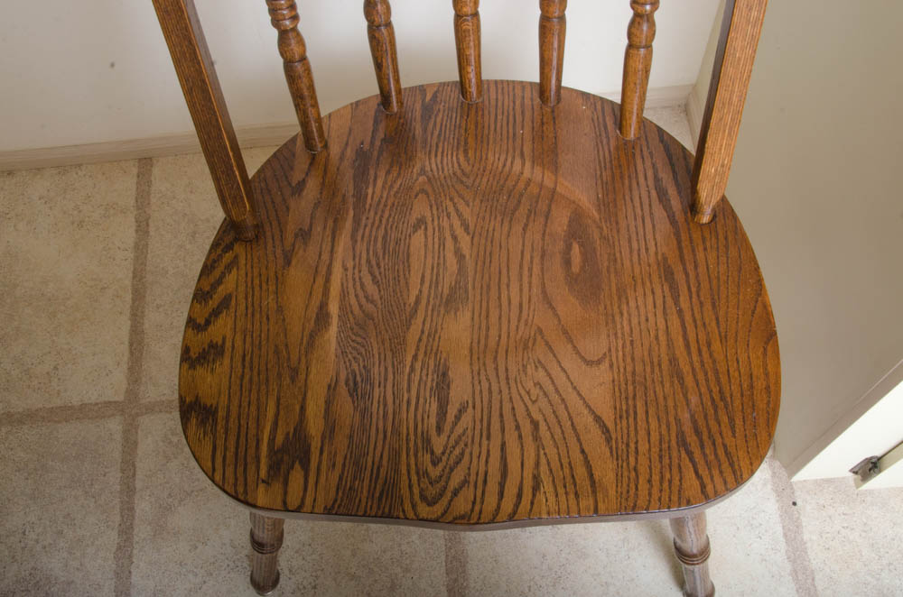 Oak Pedestal Table with Windsor Style Chairs