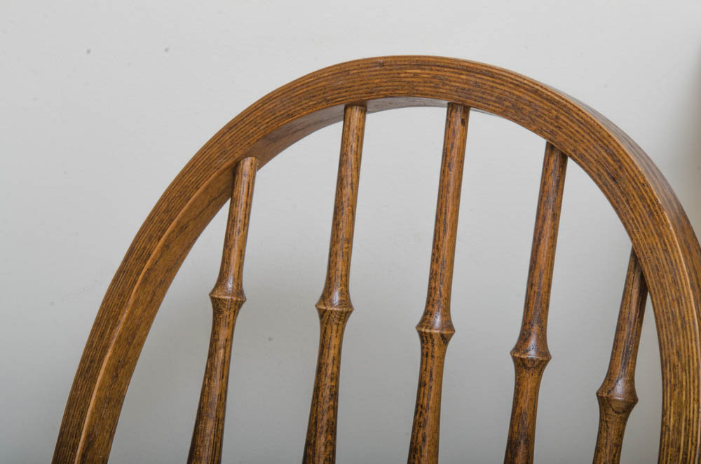 Oak Pedestal Table with Windsor Style Chairs