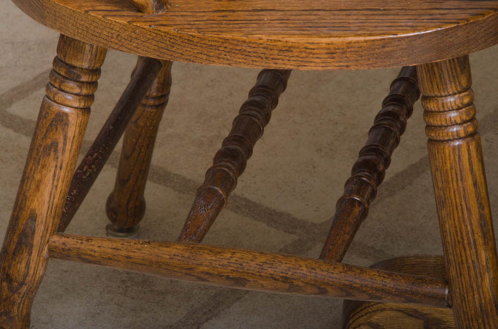 Oak Pedestal Table with Windsor Style Chairs