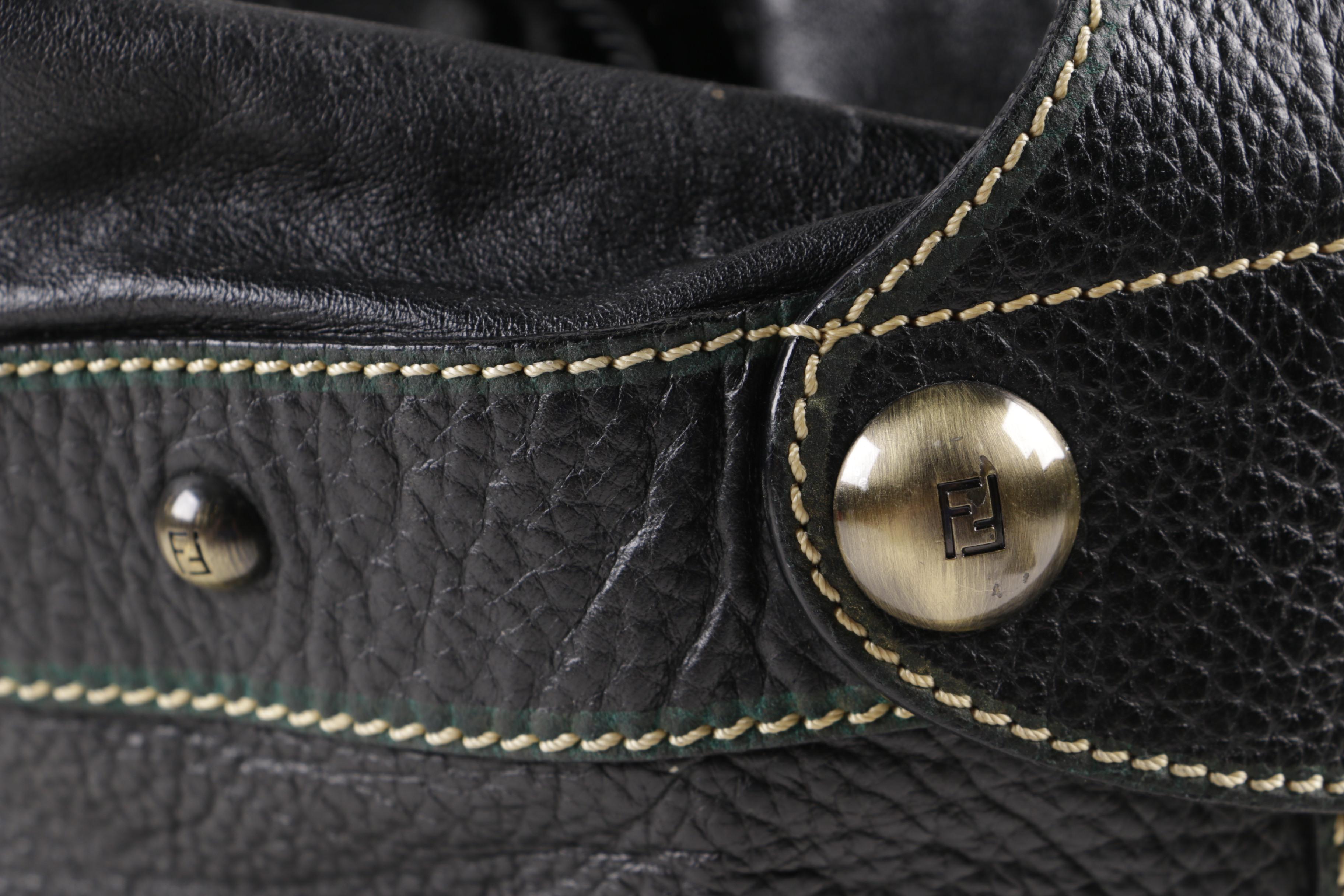Fendi Black Leather Bucket Handbag